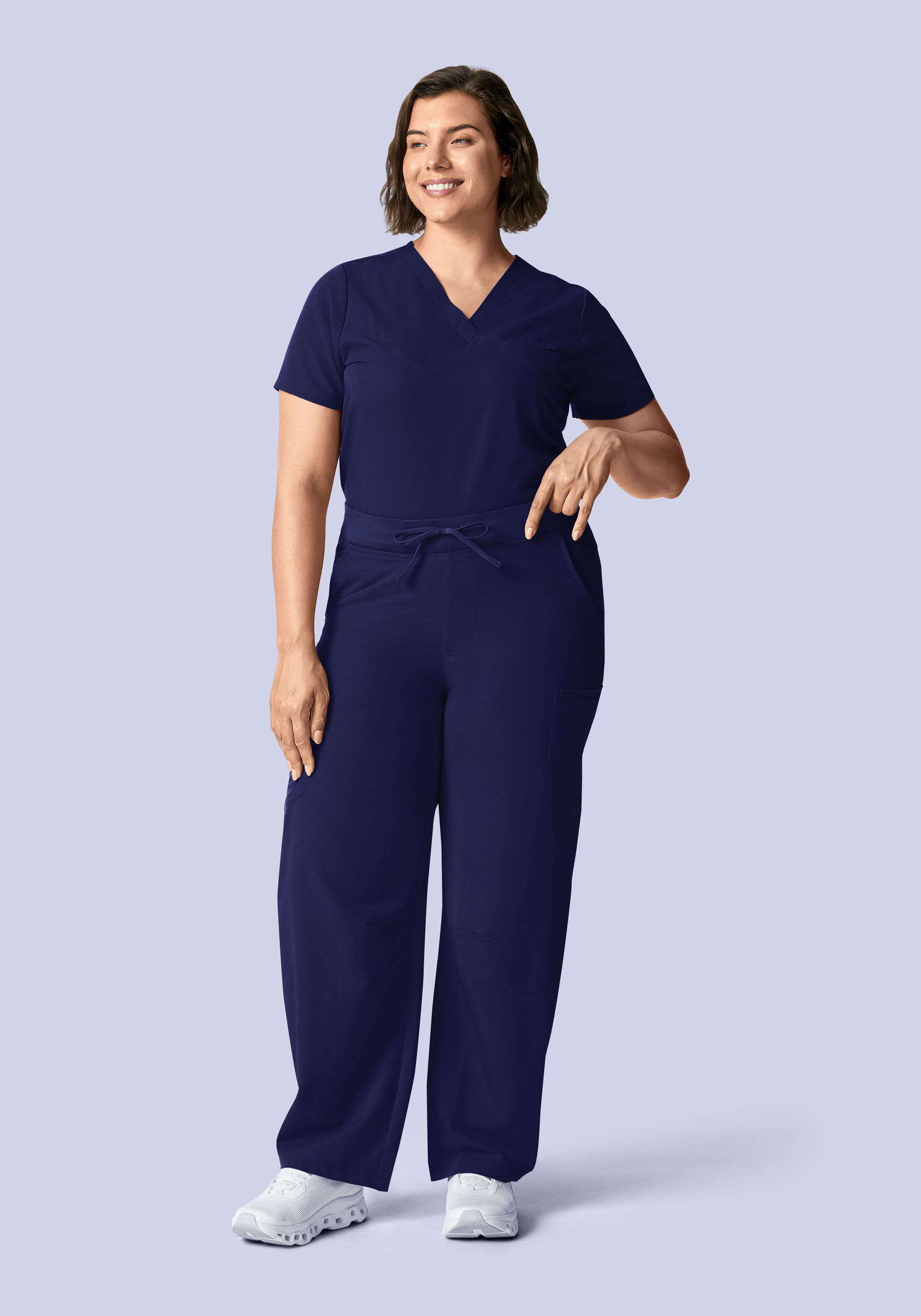Mid-Rise Barrel Pants Navy