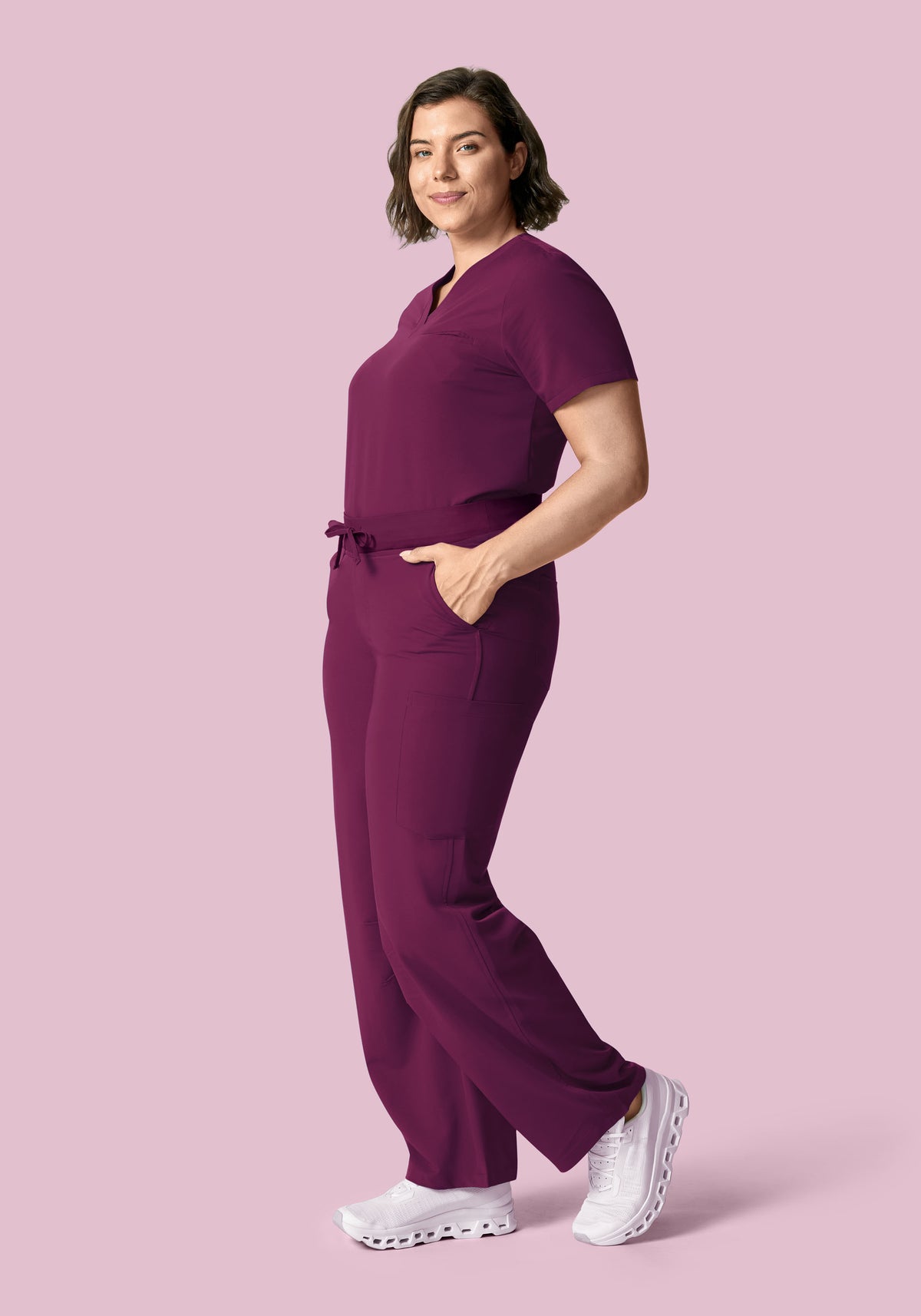 Mid-Rise Barrel Pants Plum