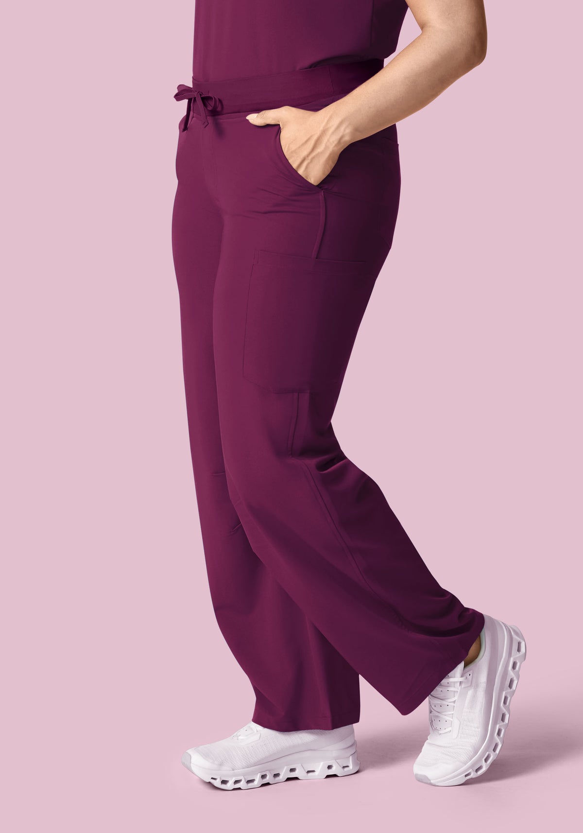 Mid-Rise Barrel Pants Plum
