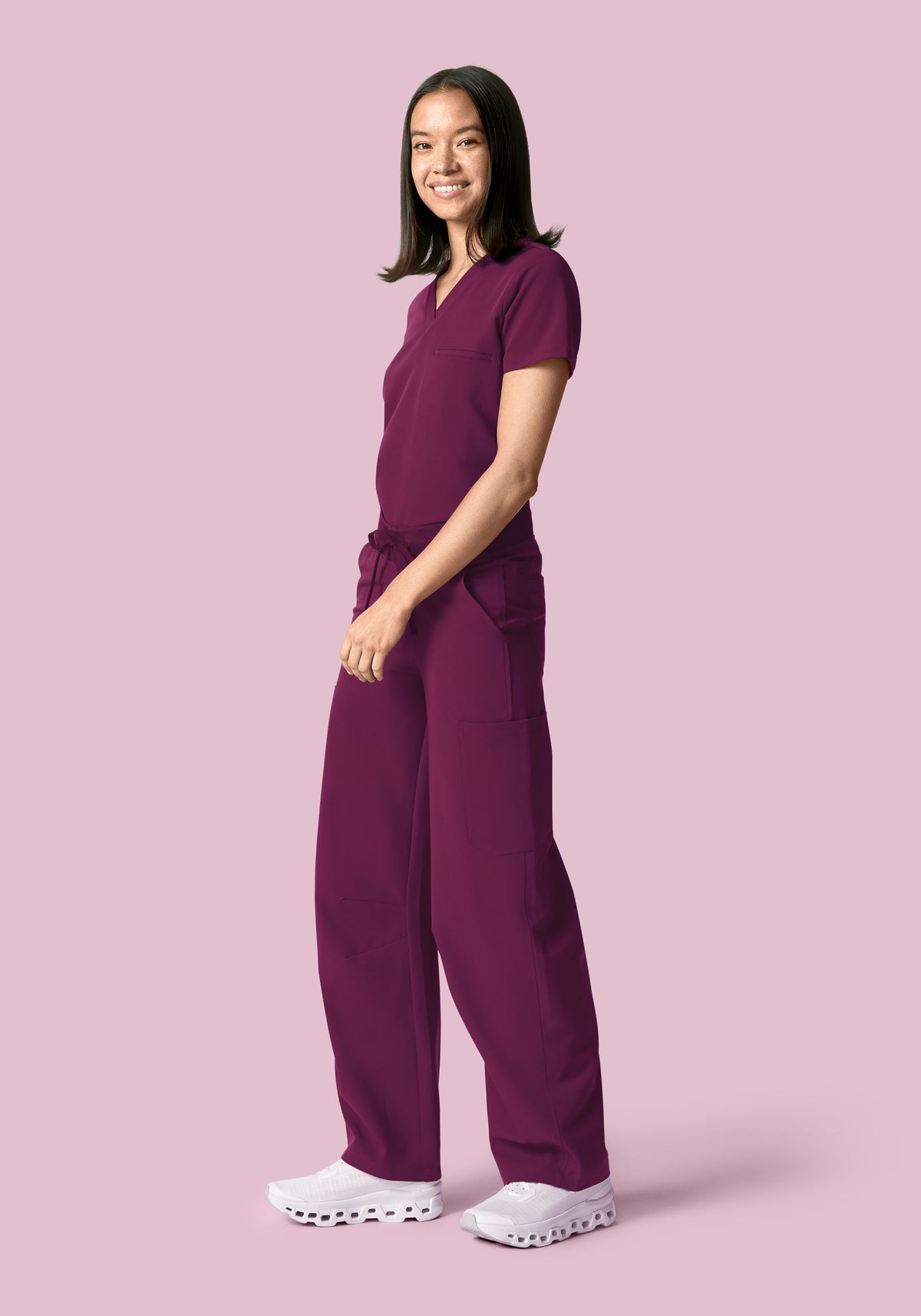 Mid-Rise Barrel Pants Plum