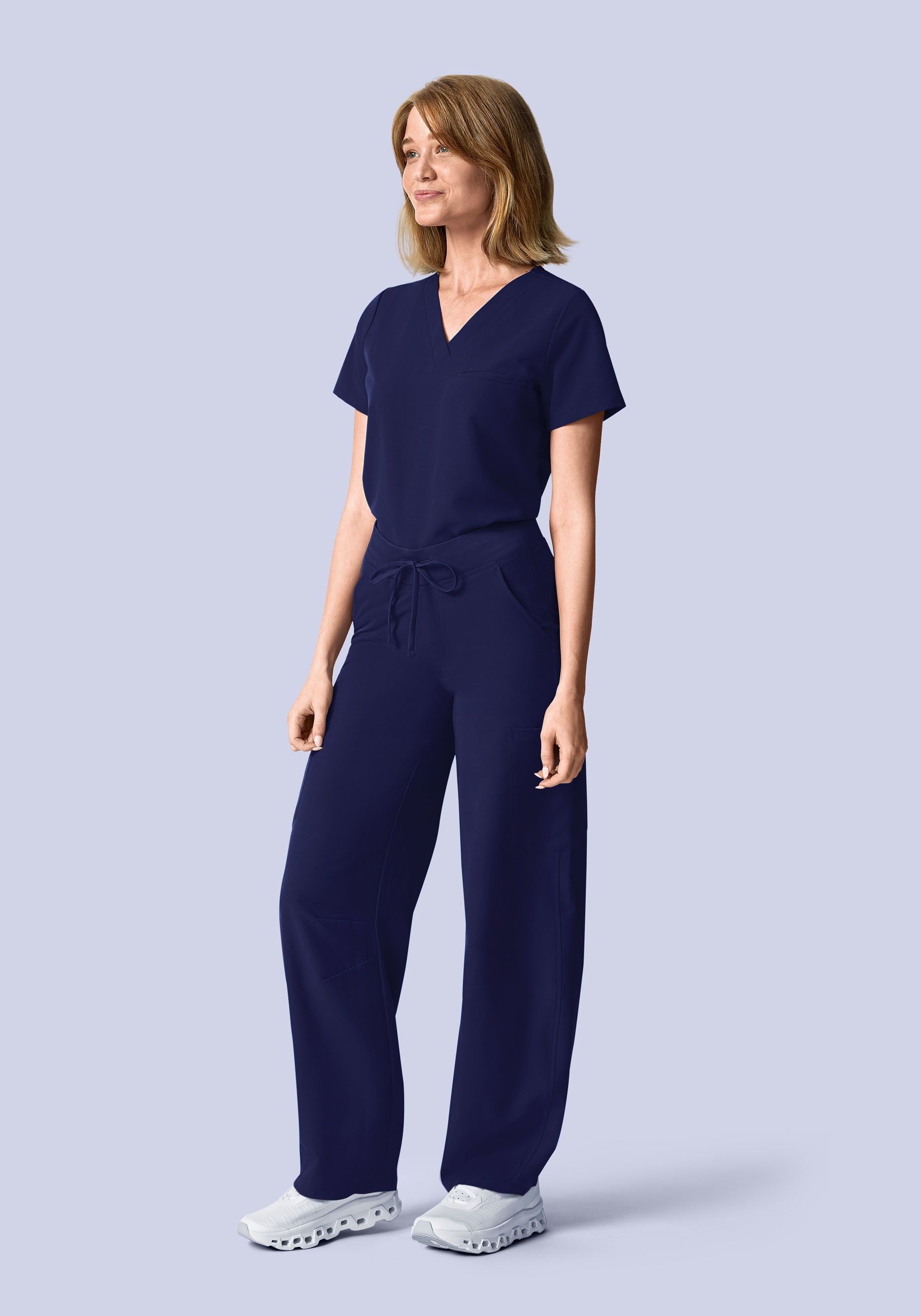 Mid-Rise Barrel Pants Navy