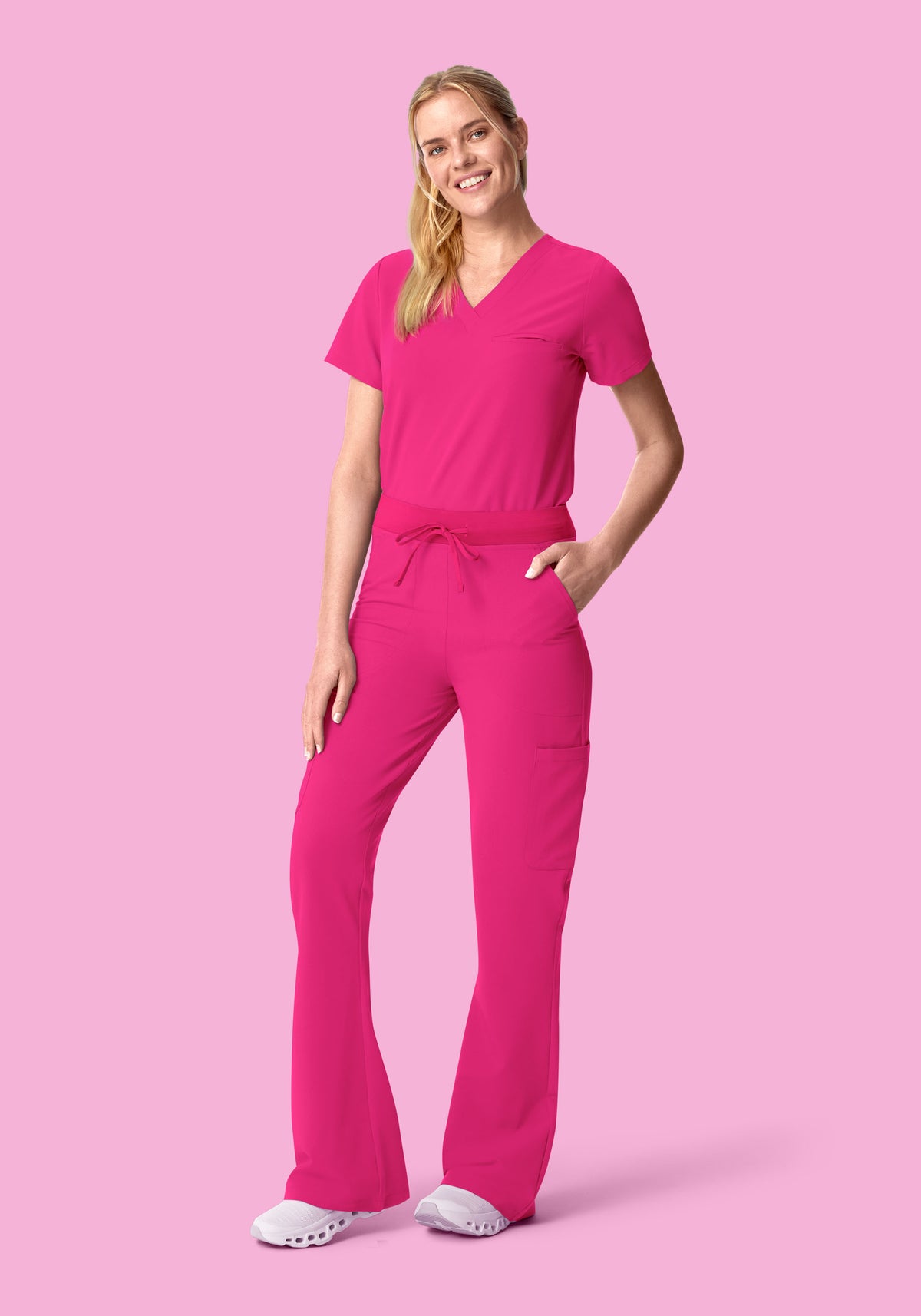 High Waisted Flares Shocking Pink