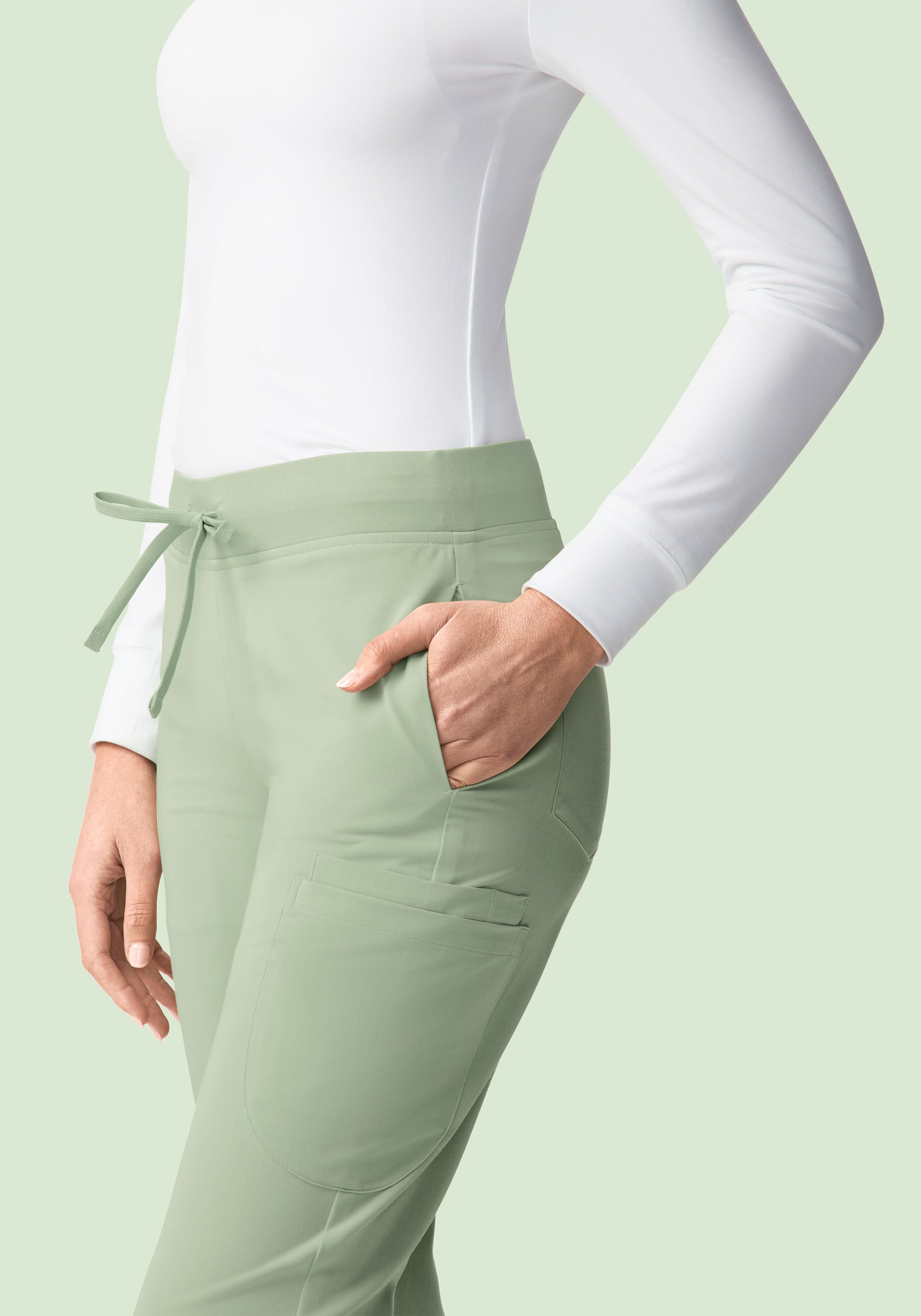 6 Pocket Slim Pants Green Tea