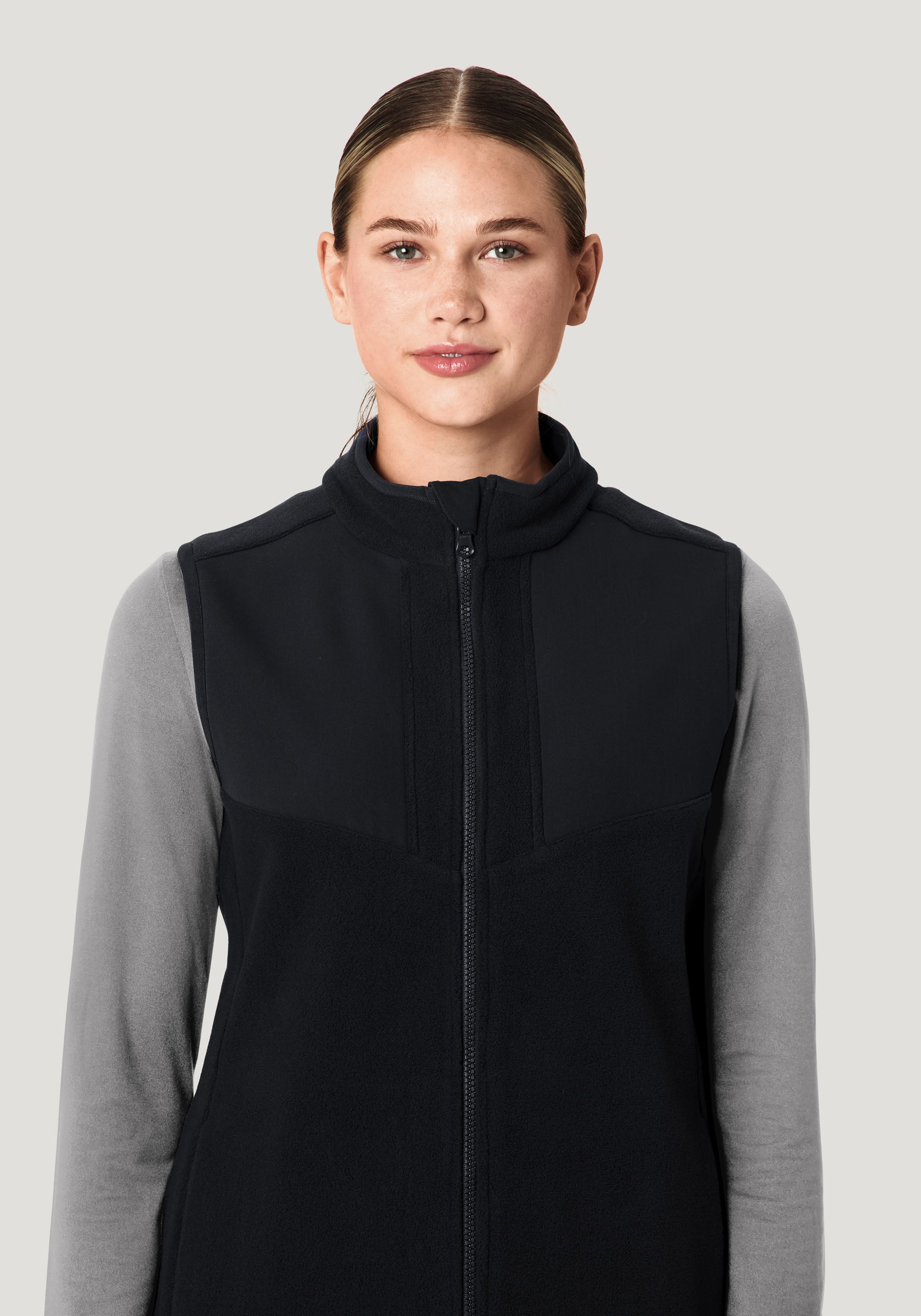 Women's Fleece Scrub Vest Black