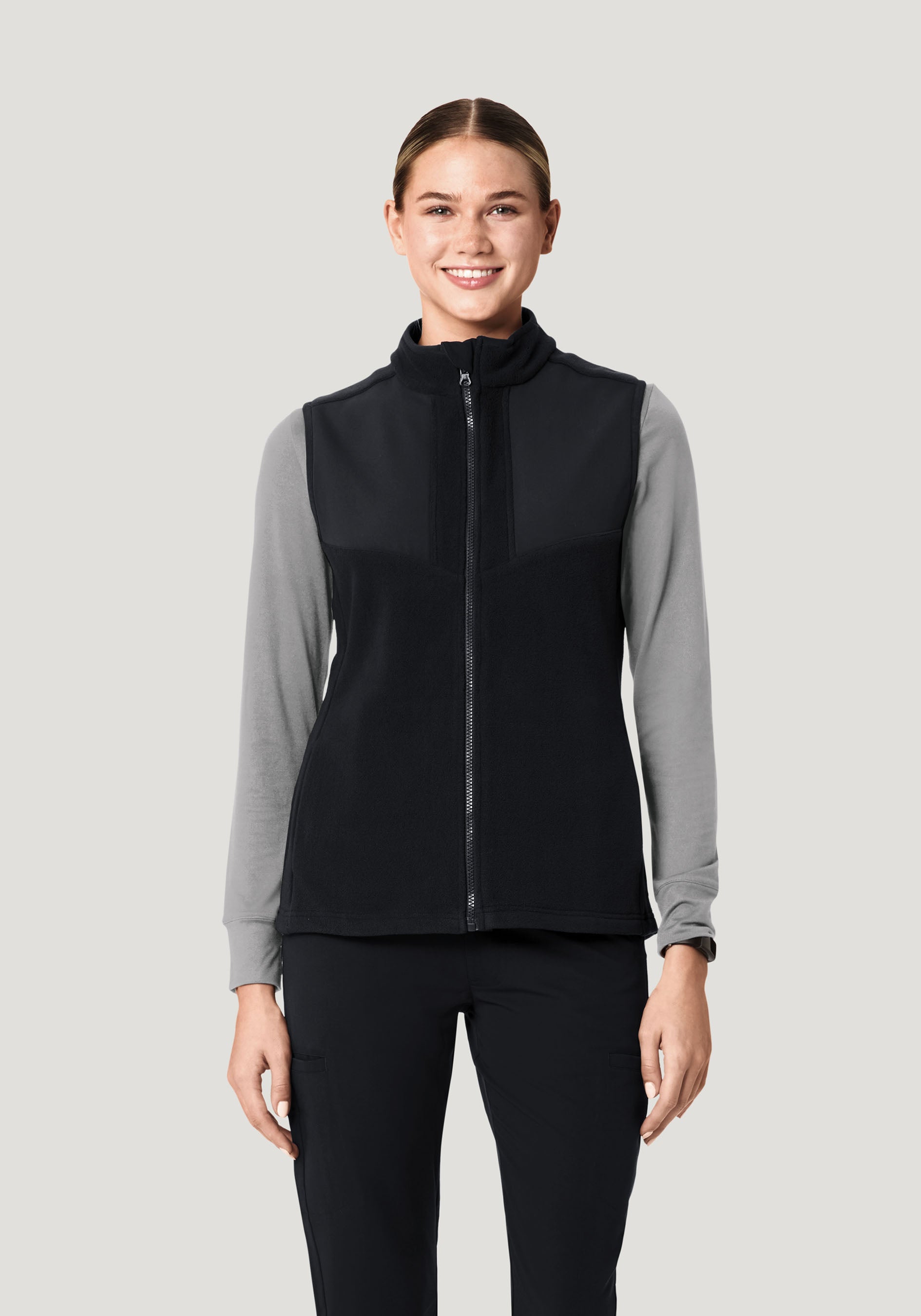Women's Fleece Scrub Vest Black