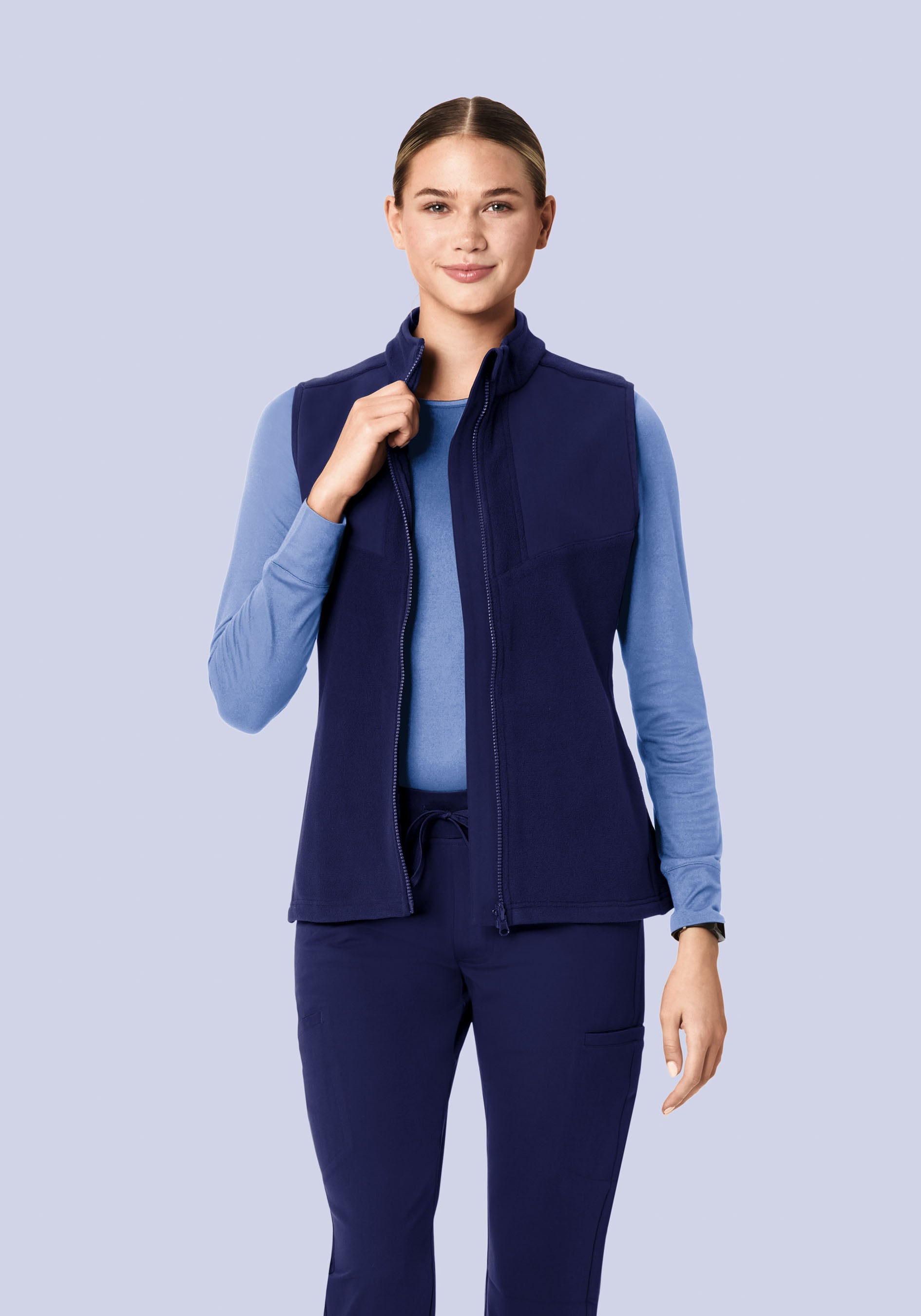 Women's Fleece Scrub Vest Navy – Mandala Scrubs