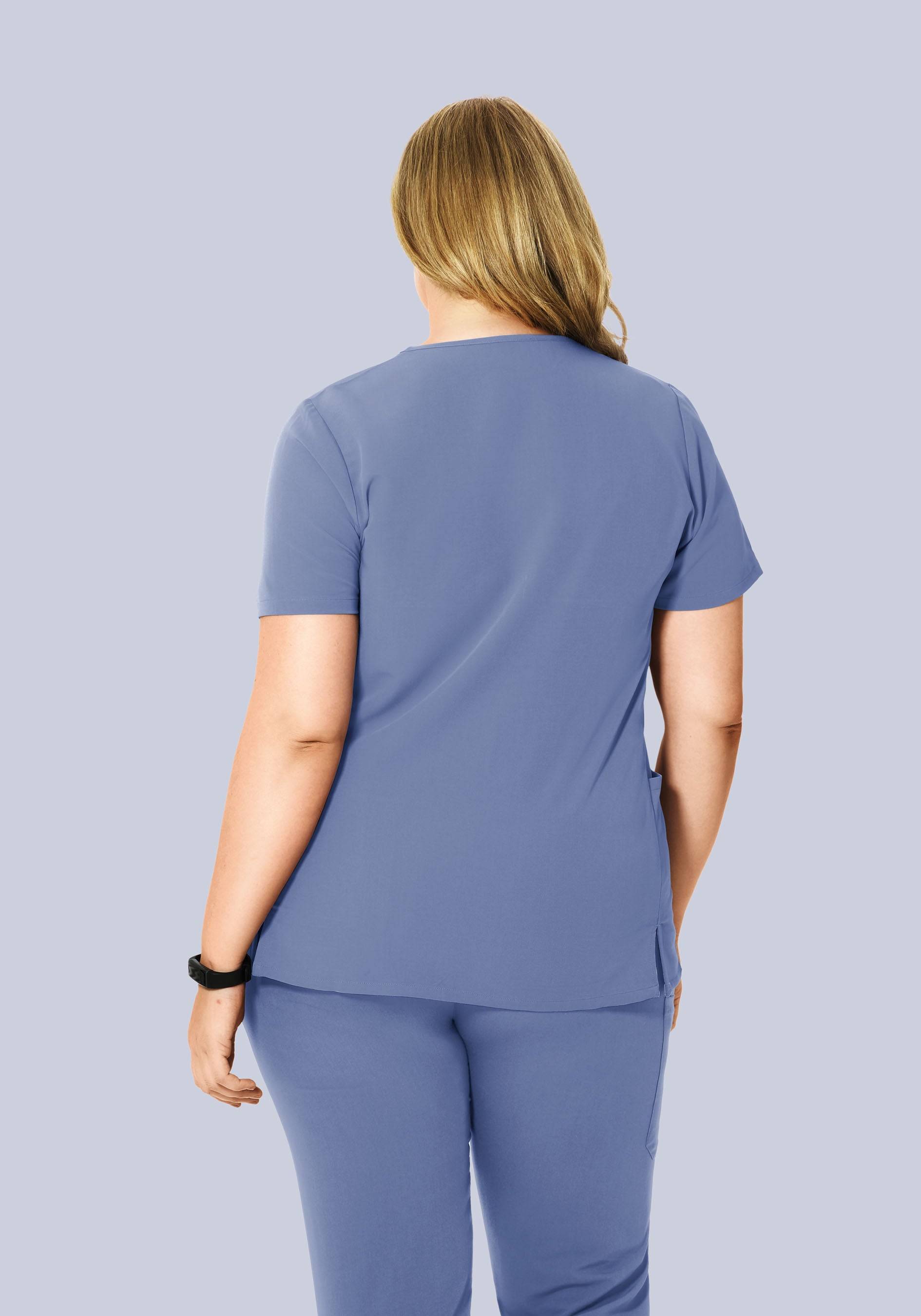 Curved V-Neck Top Periwinkle