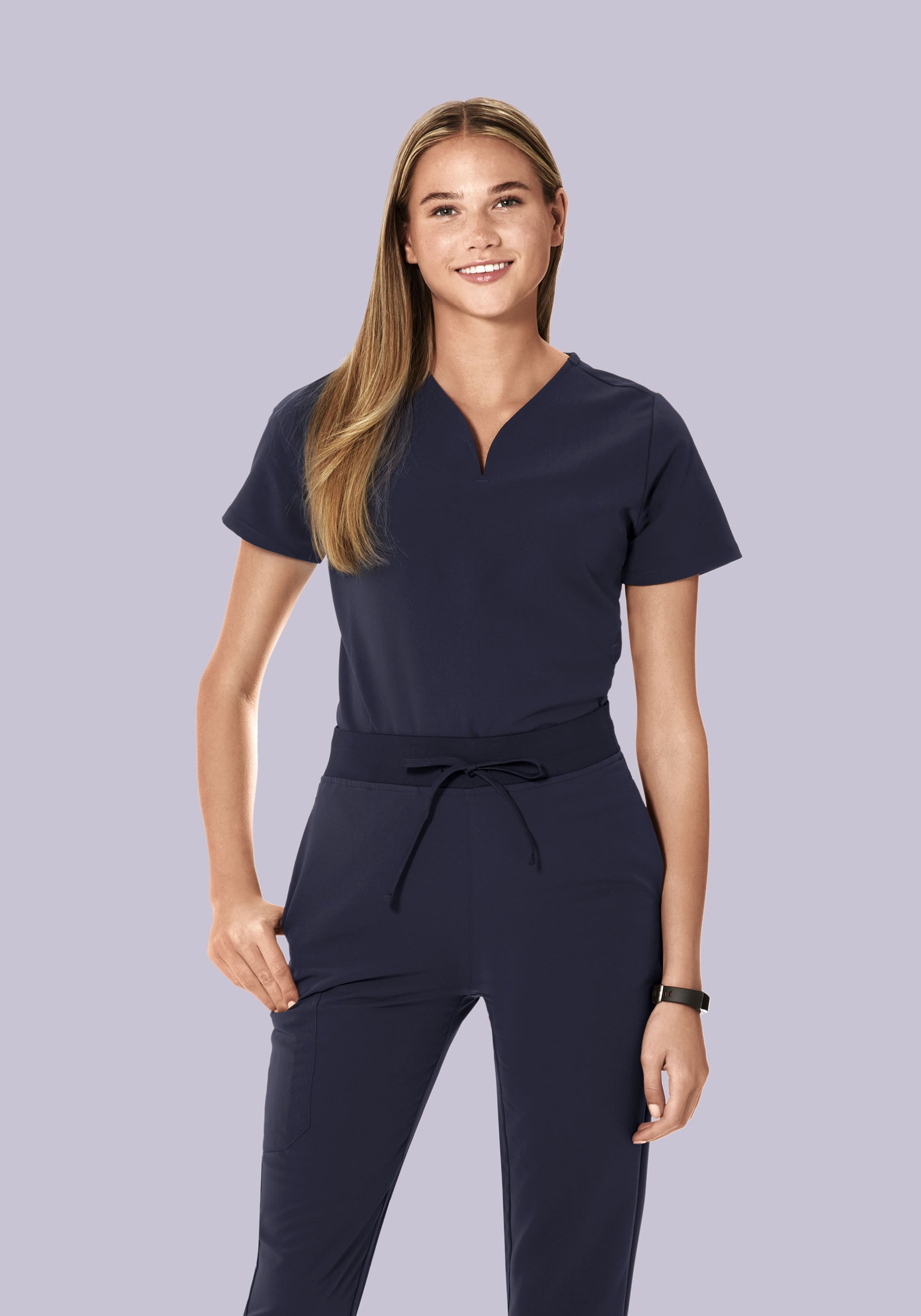 Curved V-Neck Top Steel