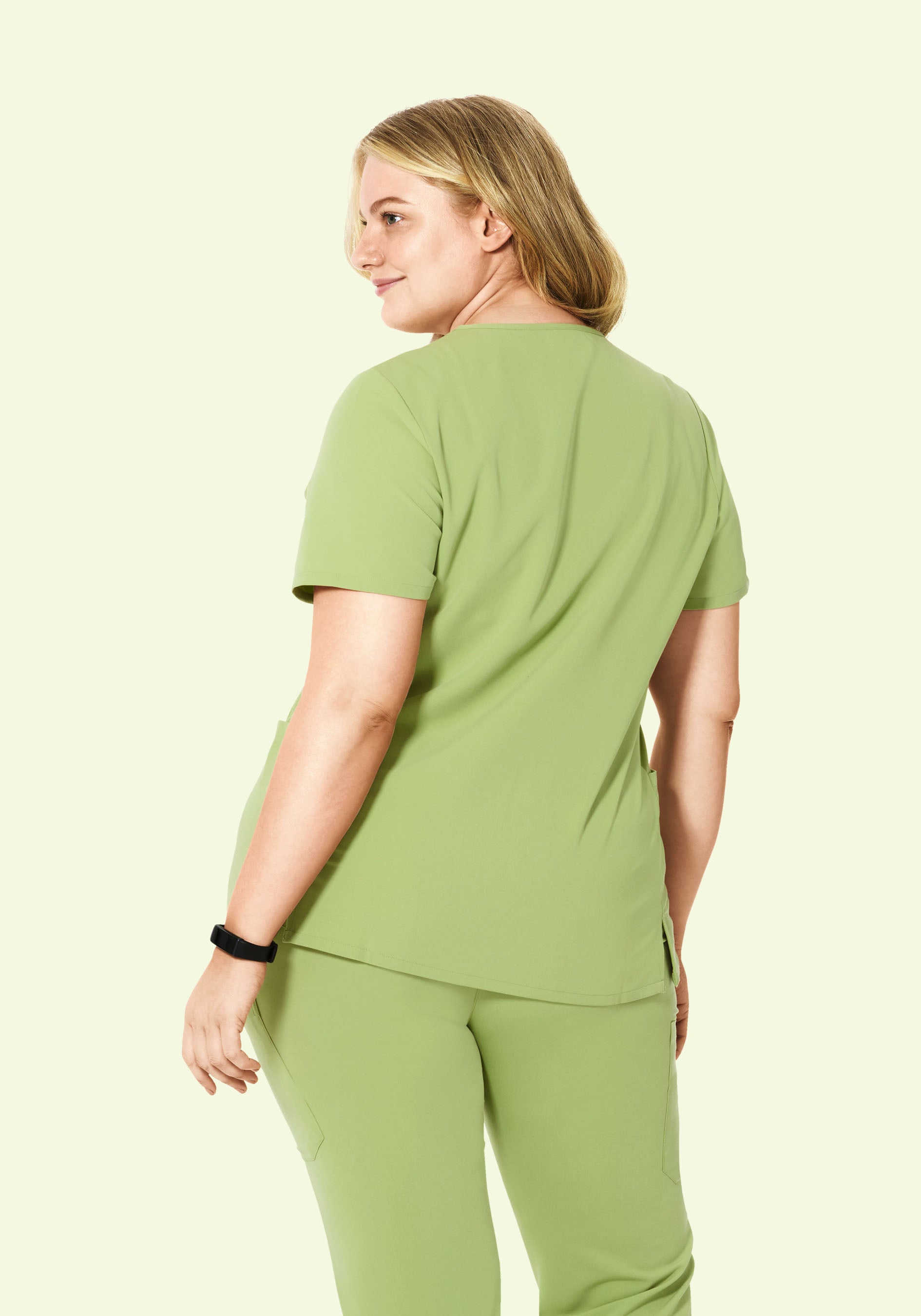 Curved V-Neck Top Fern