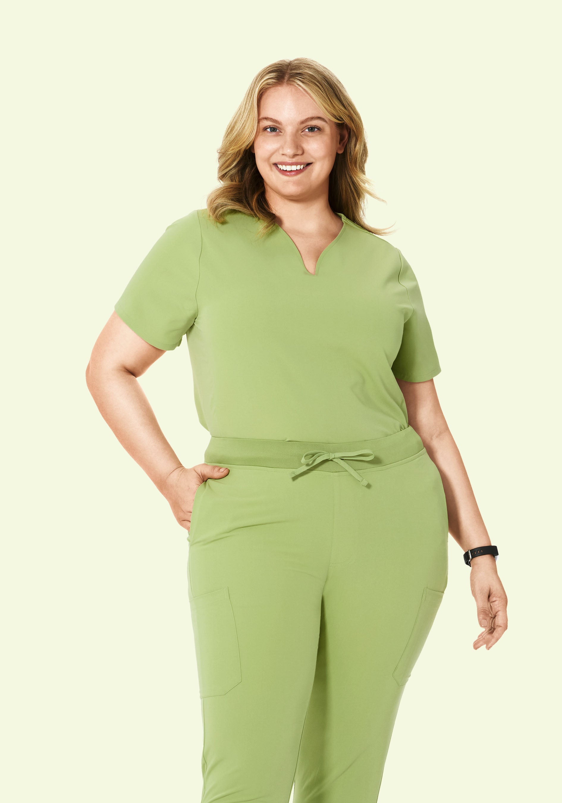 Curved V-Neck Top Fern