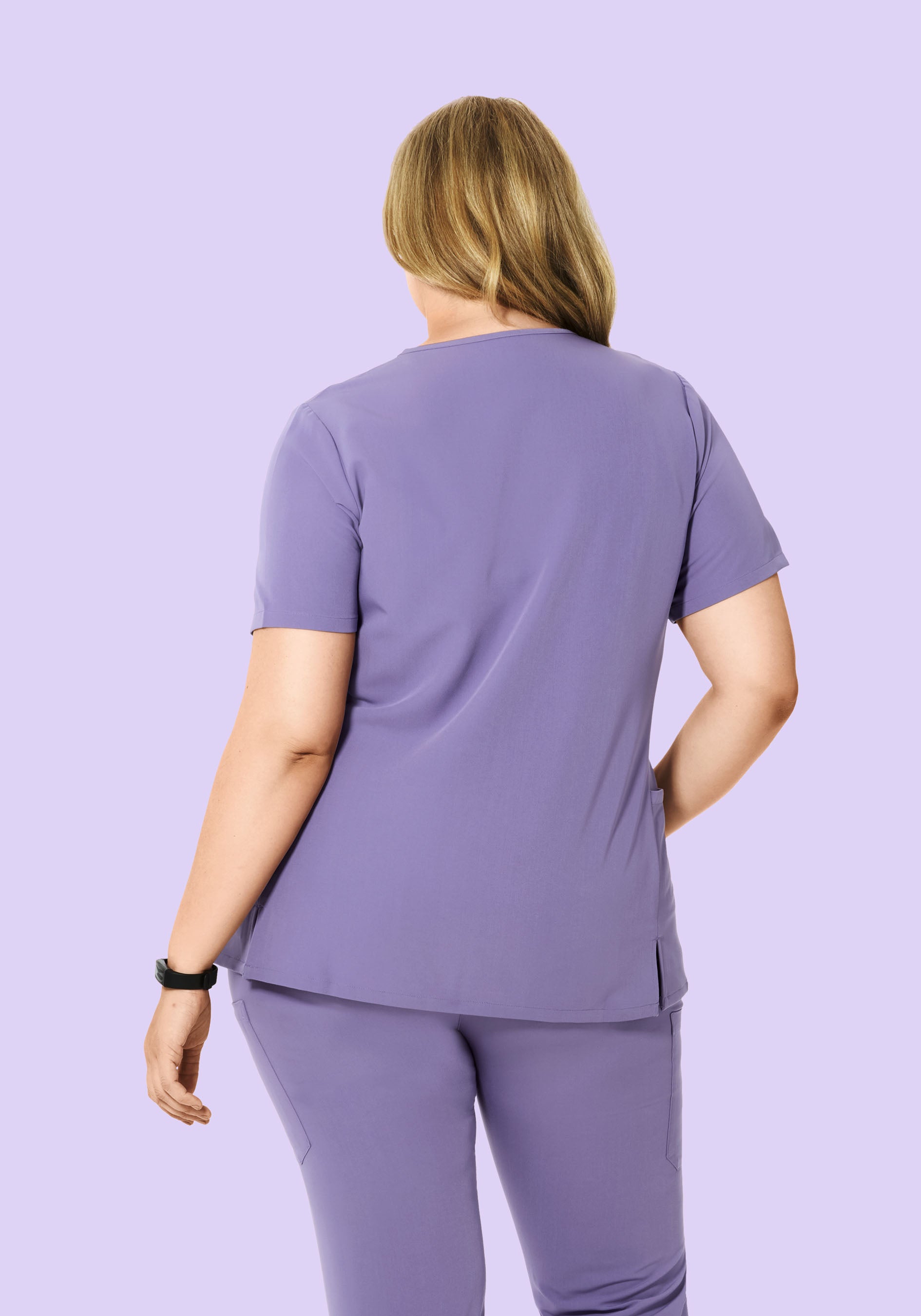 Curved V-Neck Top Hyacinth