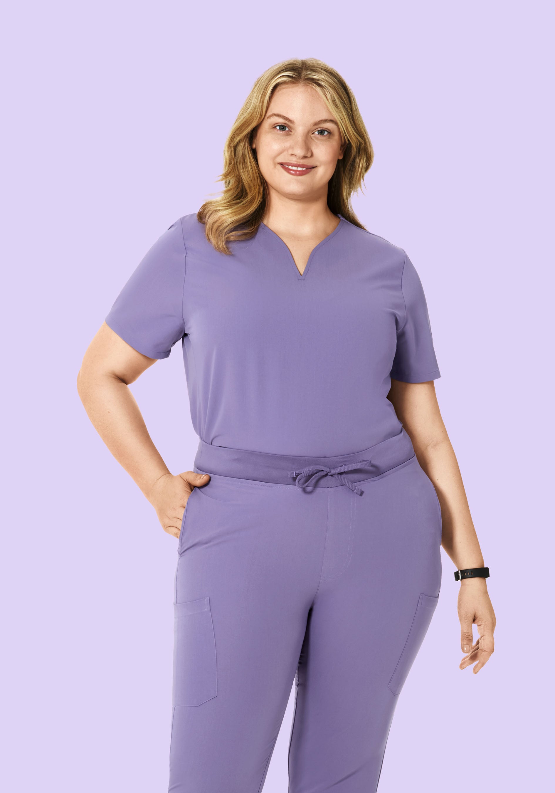 Curved V-Neck Top Hyacinth