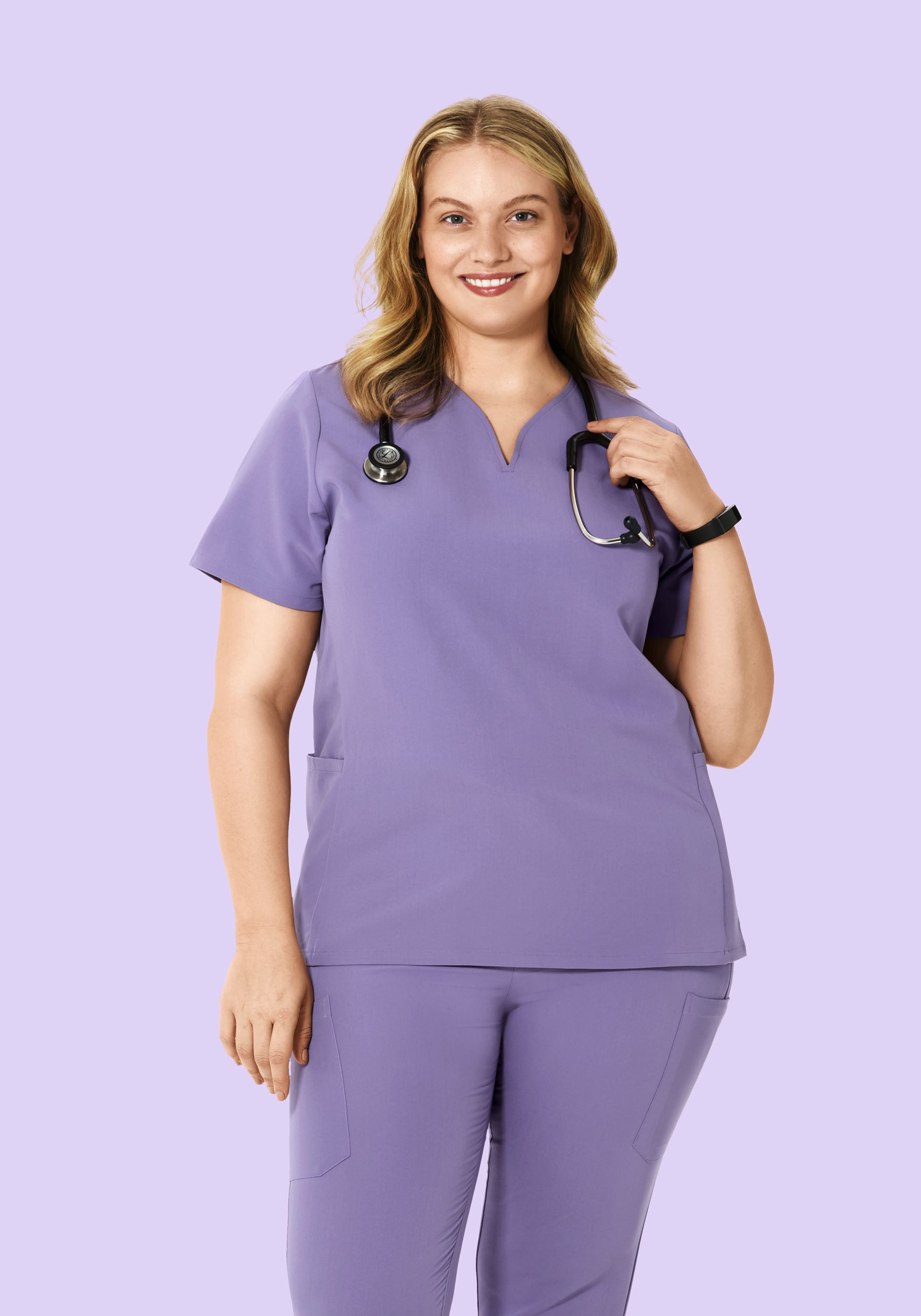 Curved V-Neck Top Hyacinth