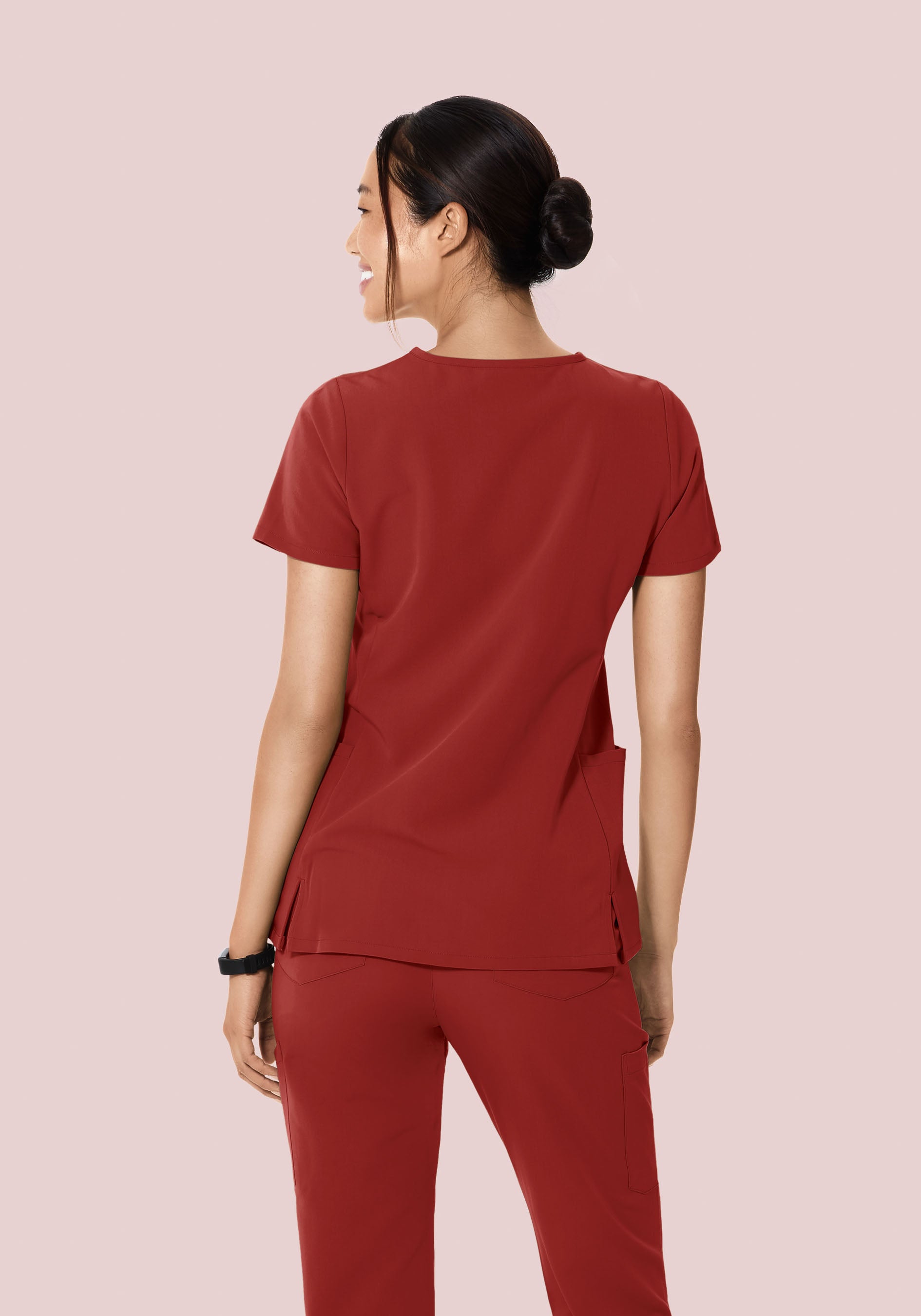 Curved V-Neck Top Rosewood