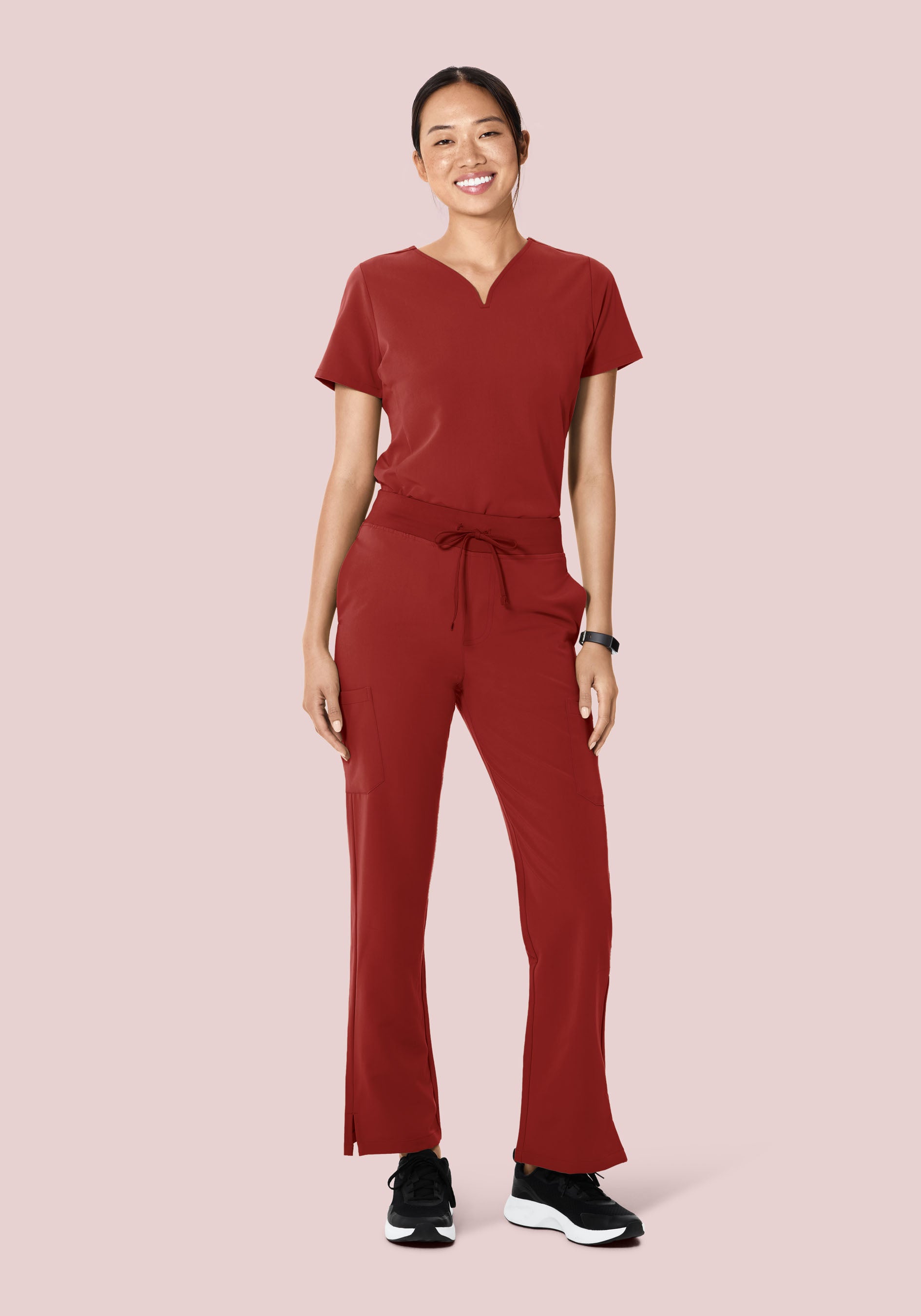 Curved V-Neck Top Rosewood