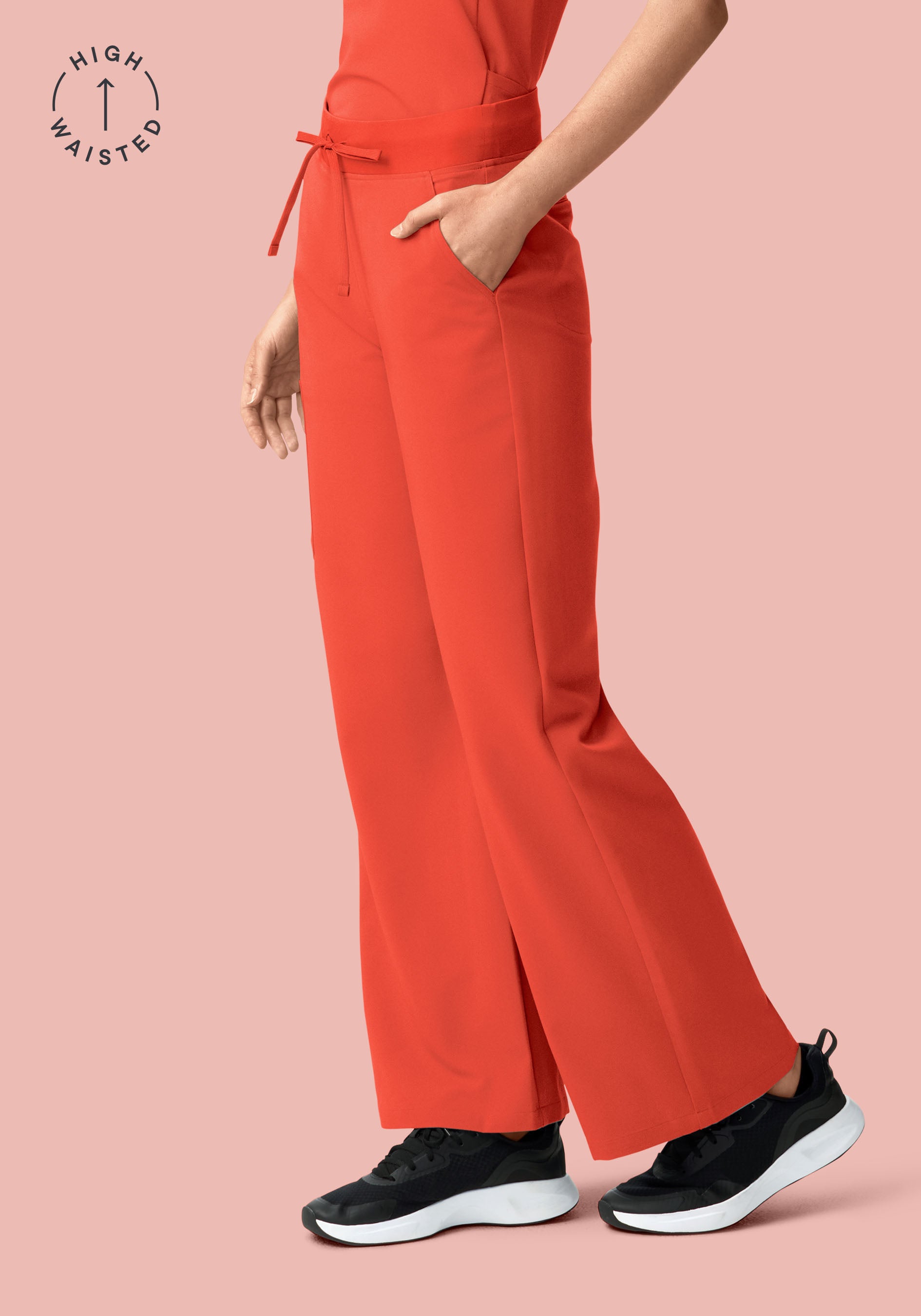 Women's High Waisted Wide Leg Scrub Pants - Terracotta | Mandala