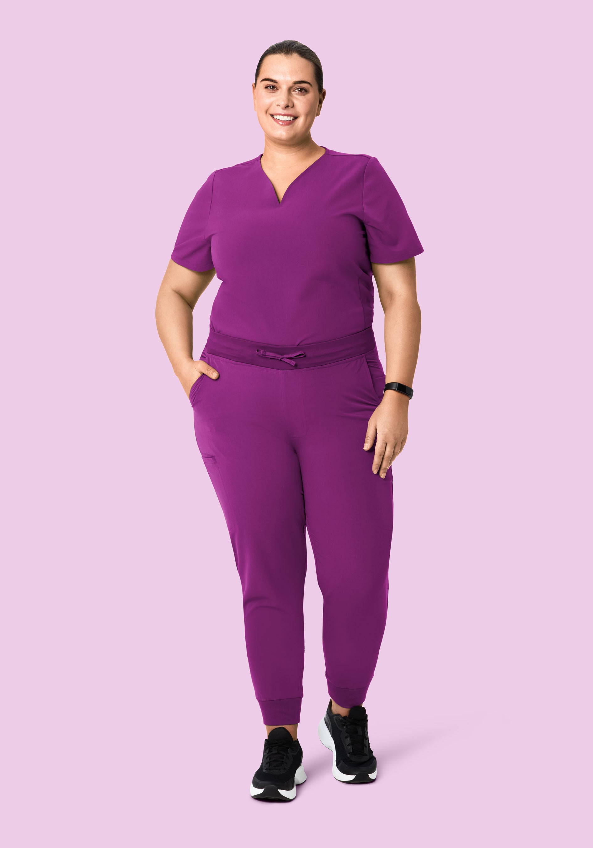 Curved V-Neck Top Dark Orchid