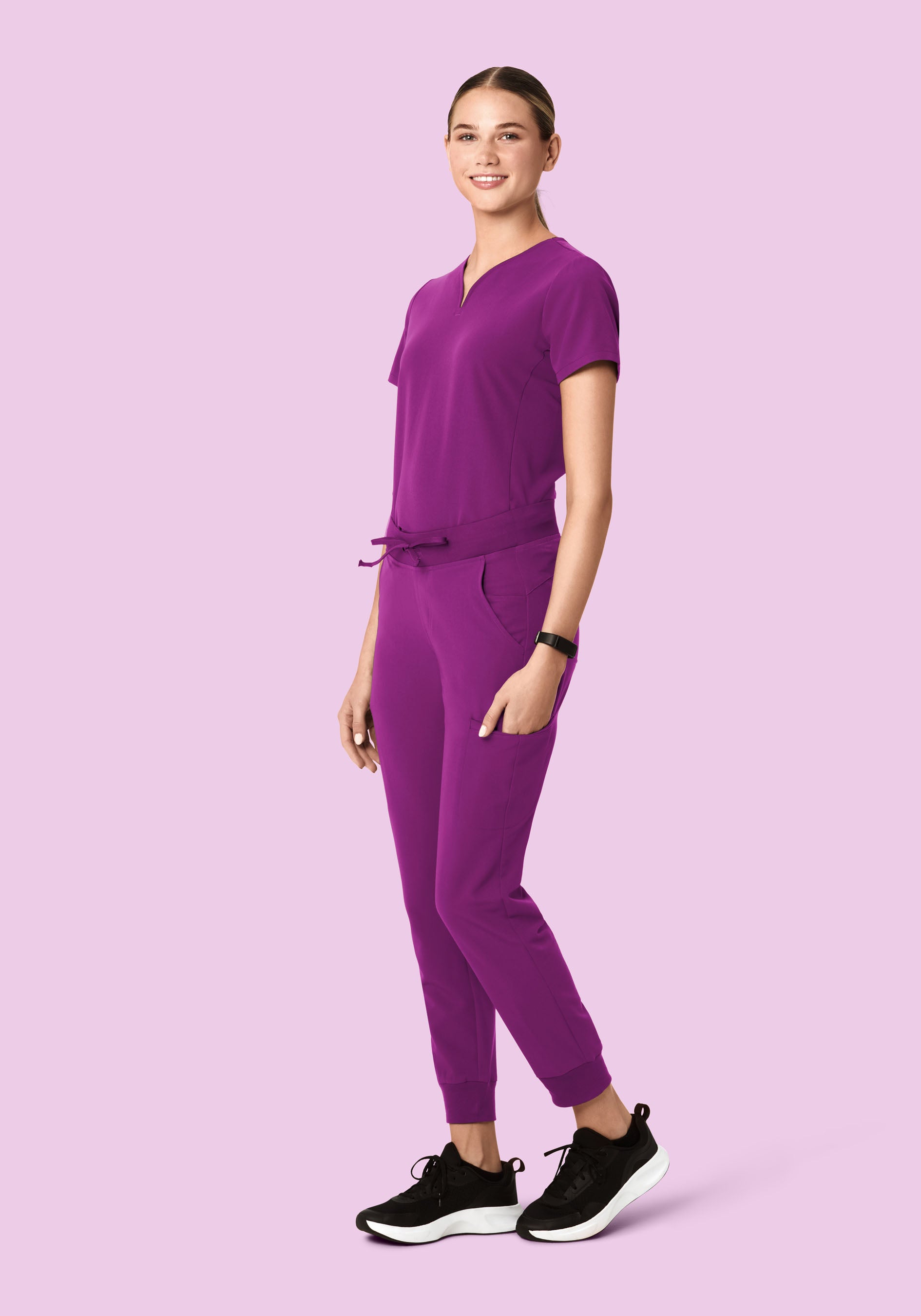Curved V-Neck Top Dark Orchid