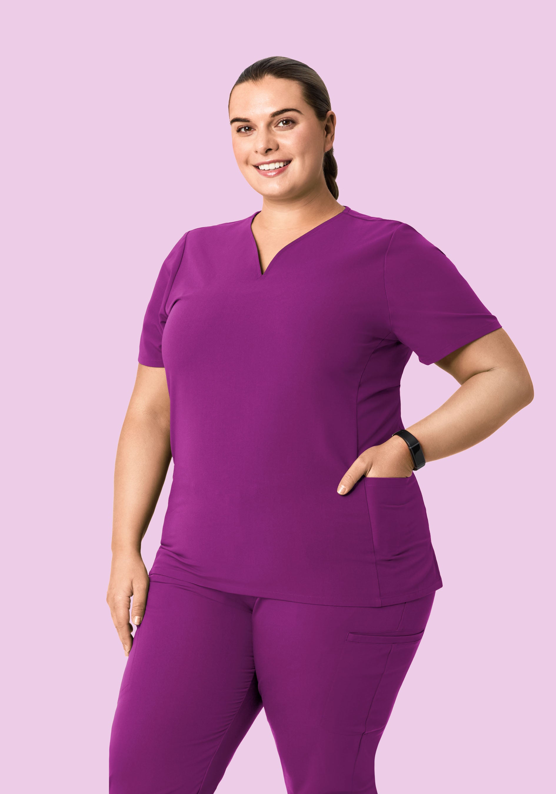 Curved V-Neck Top Dark Orchid