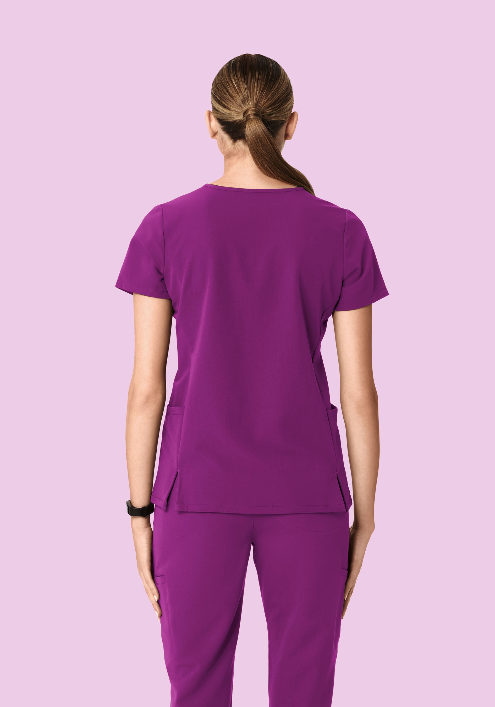 Curved V-Neck Top Dark Orchid