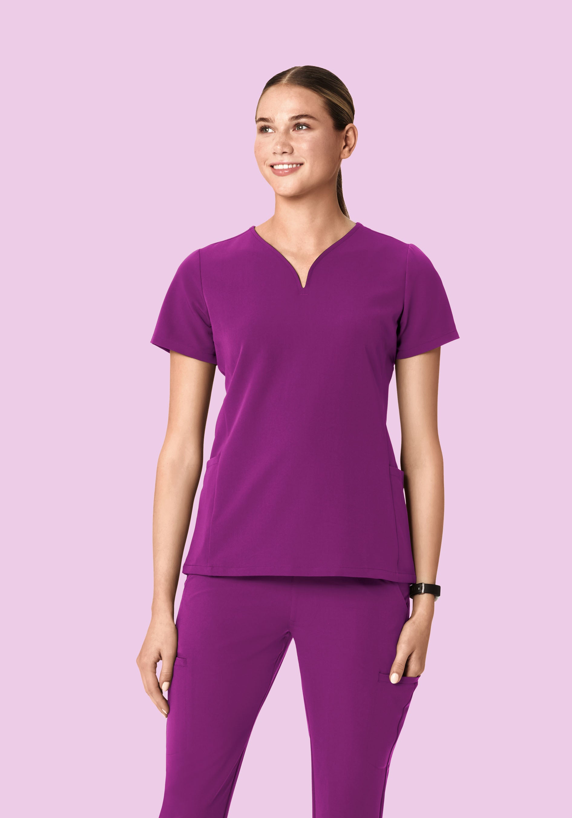 Curved V-Neck Top Dark Orchid