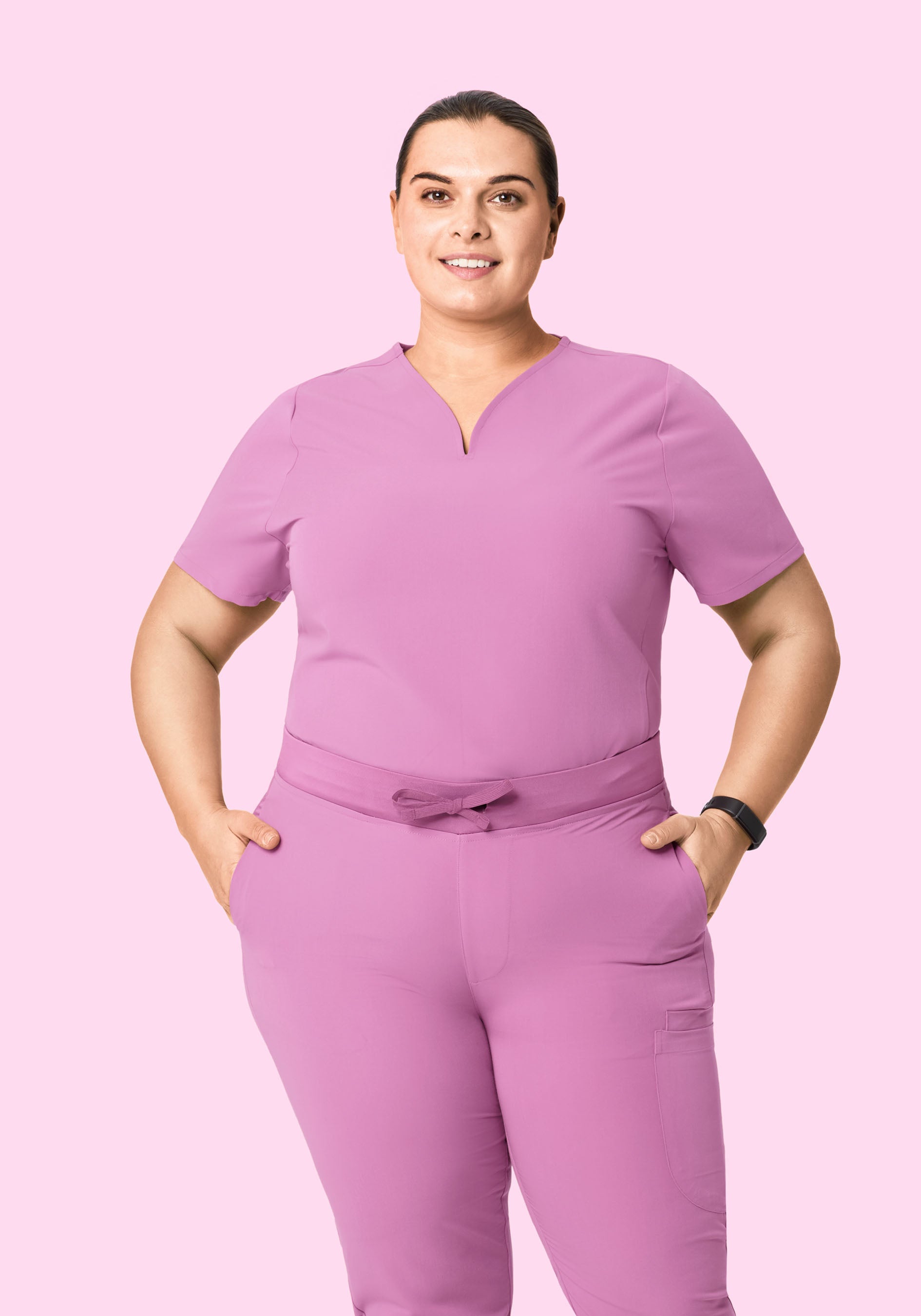 Curved V-Neck Top Mulberry