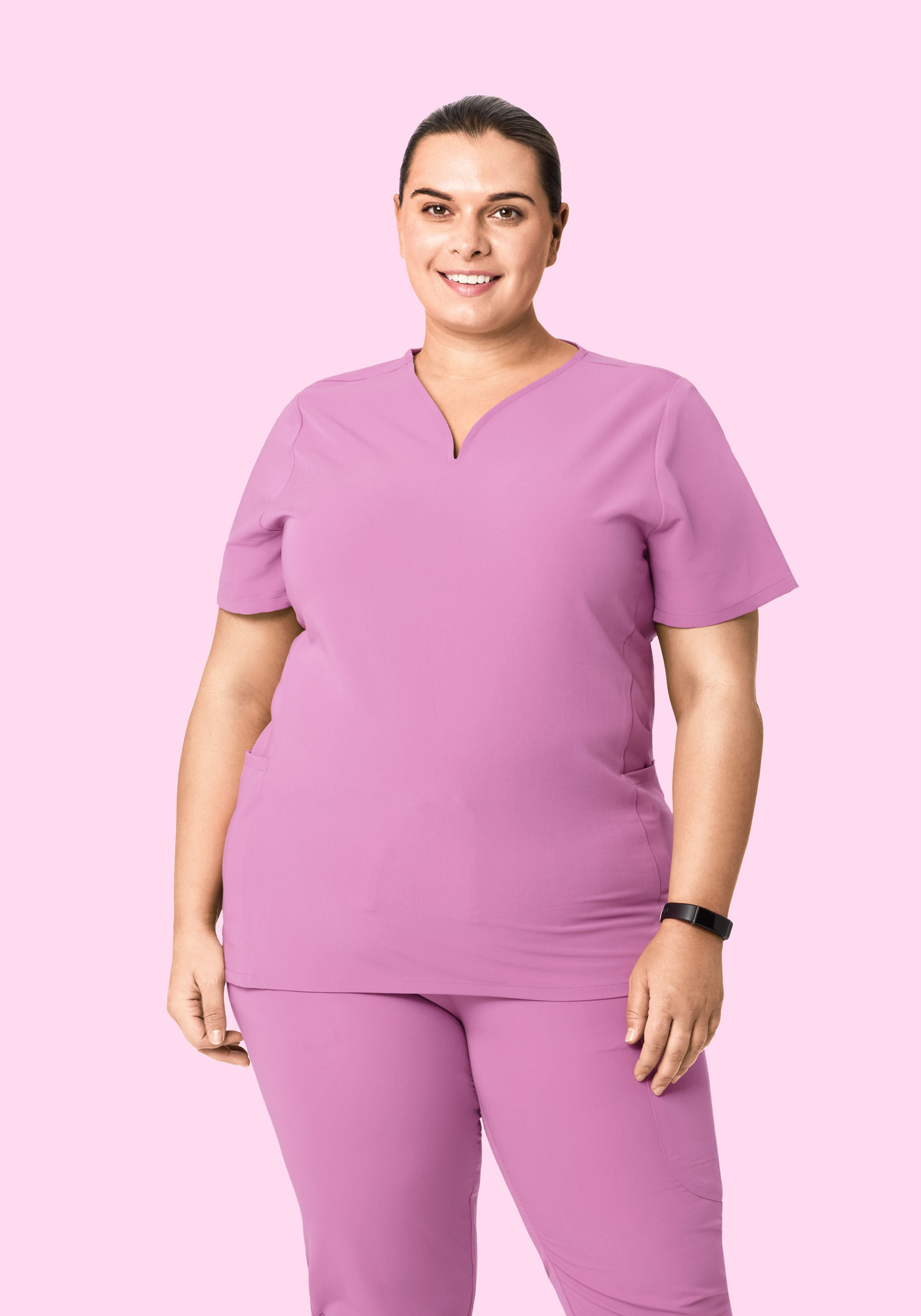 Curved V-Neck Top Mulberry