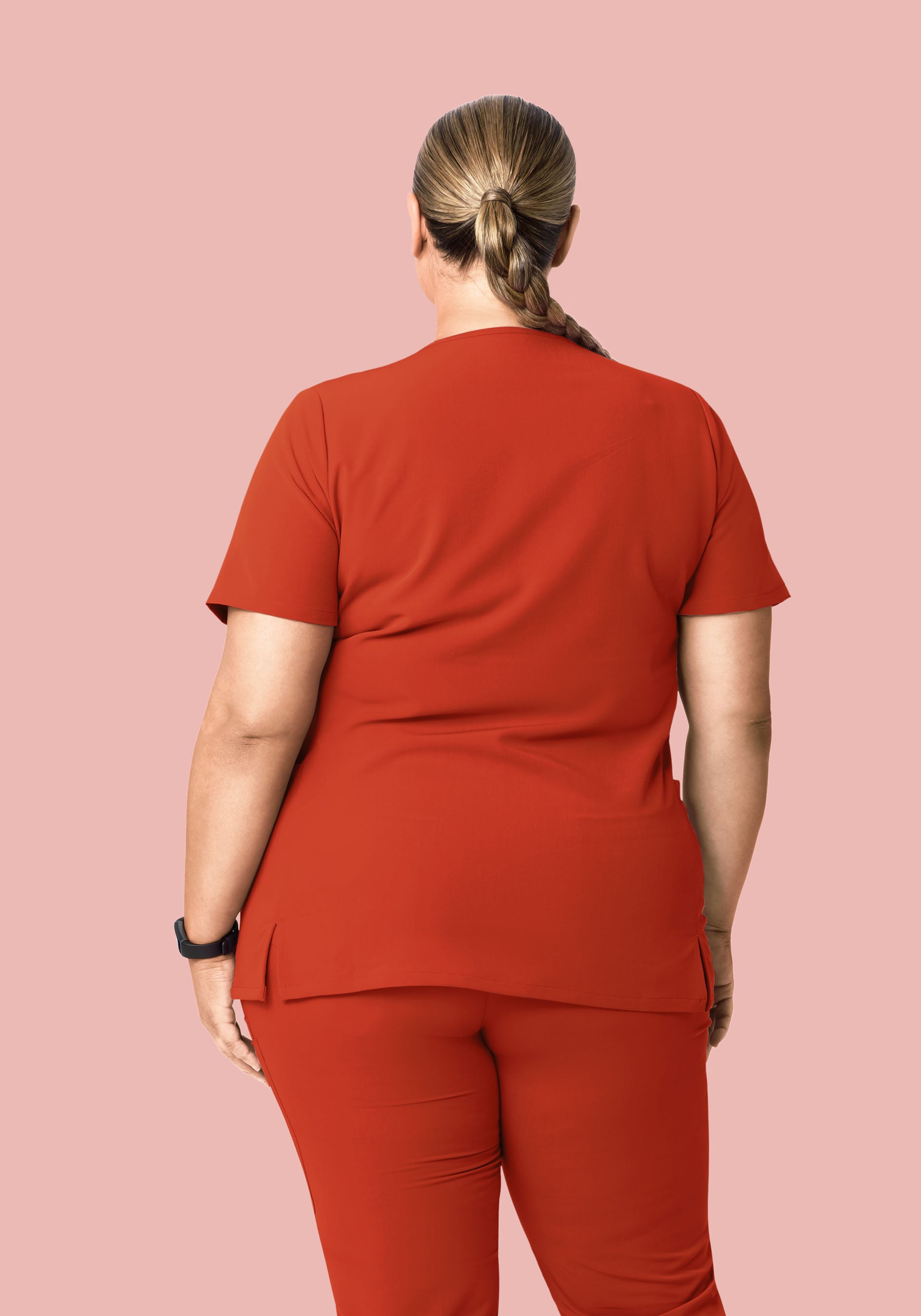 Curved V-Neck Top Rust