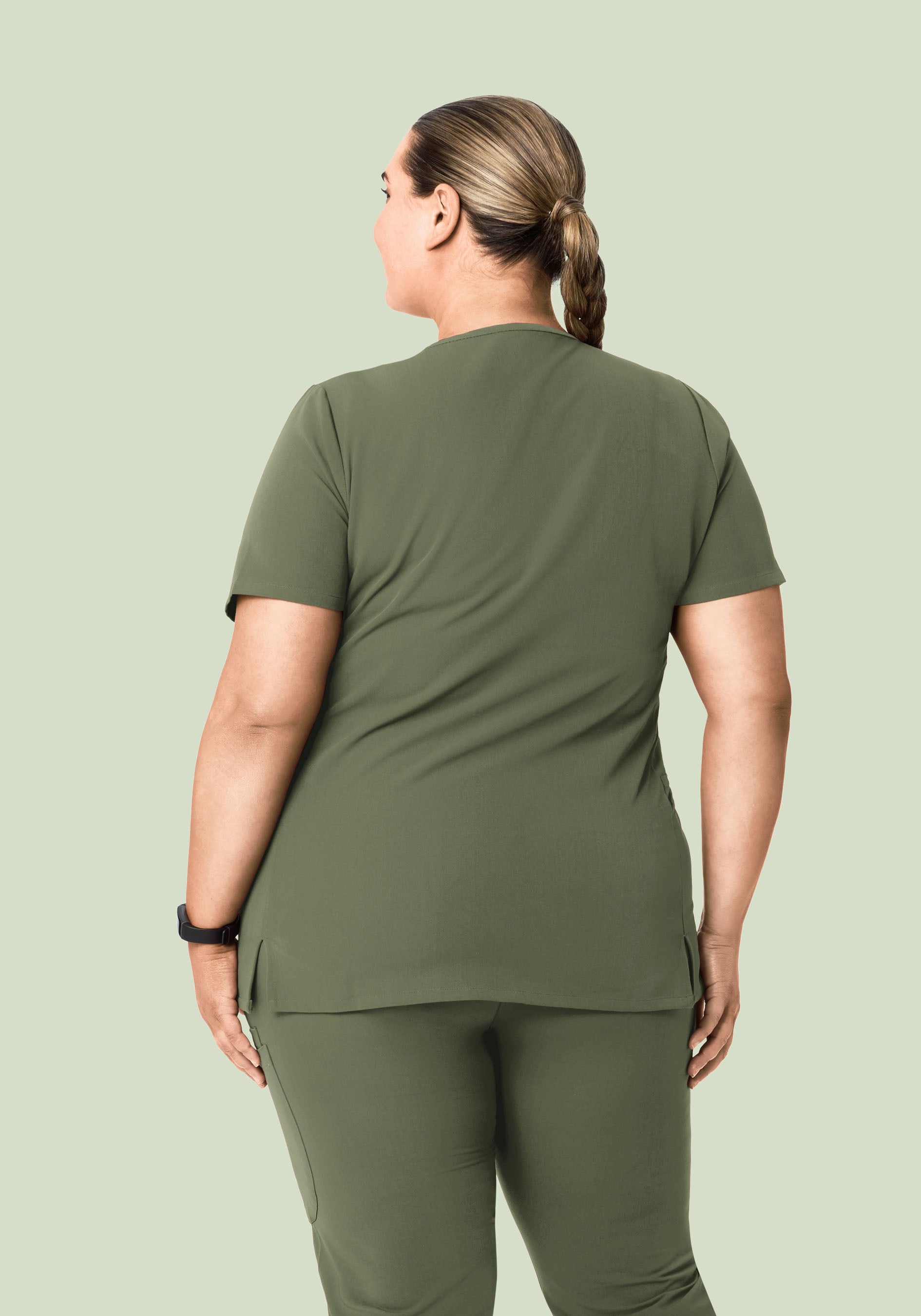 Curved V-Neck Top Thyme