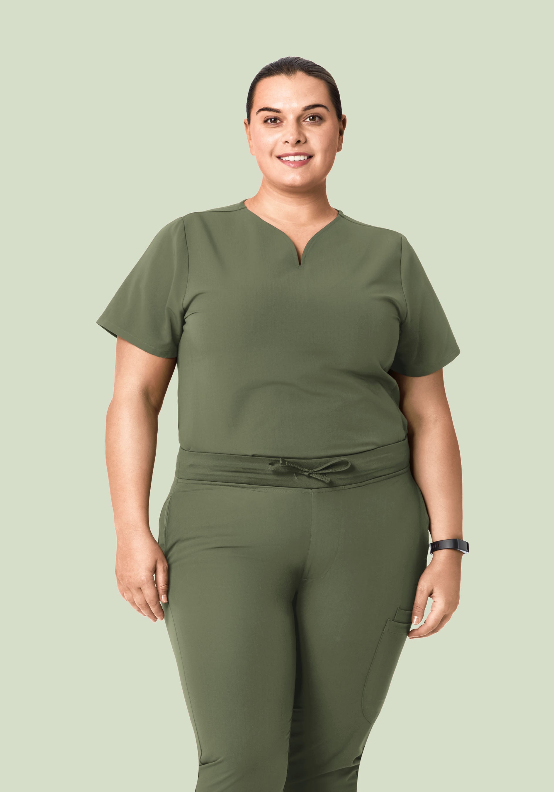 Curved V-Neck Top Thyme