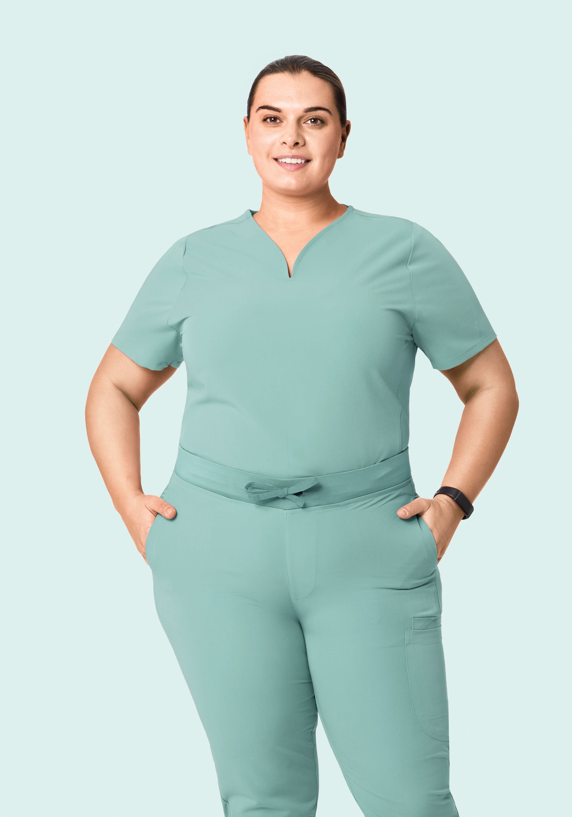 Curved V-Neck Top Tourmaline