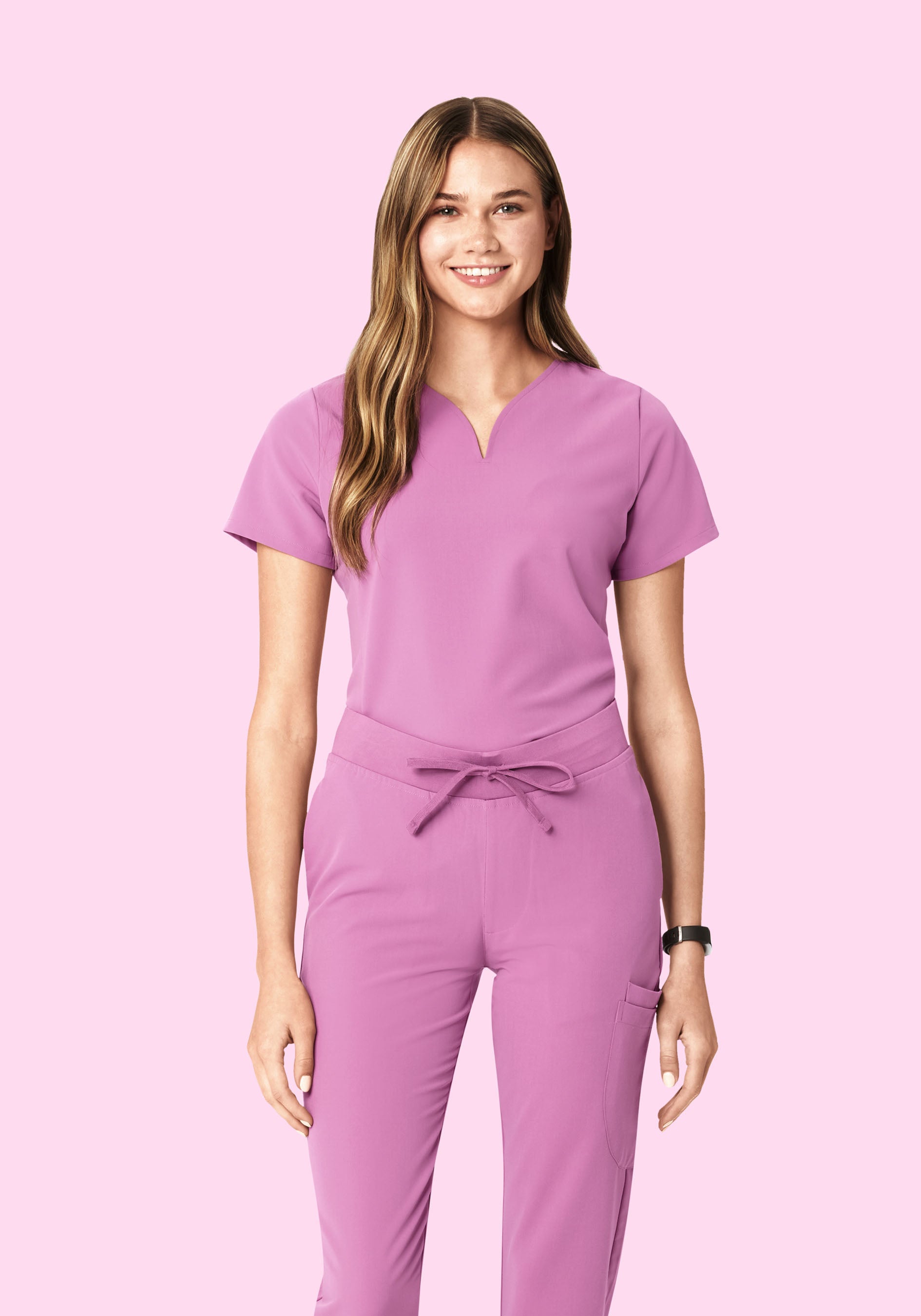 Curved V-Neck Top Mulberry