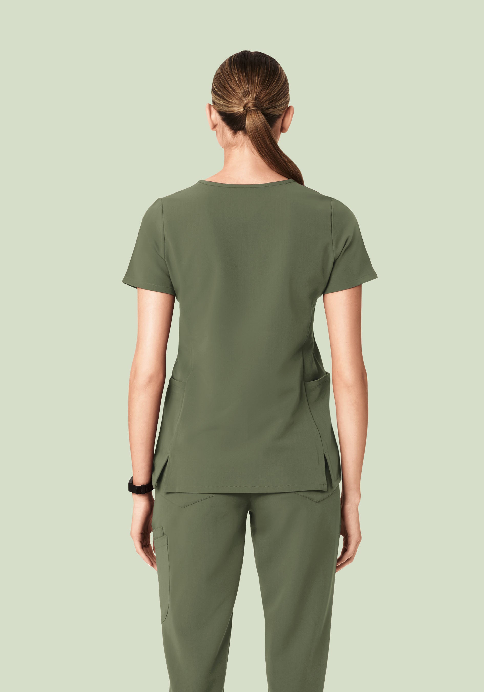 Curved V-Neck Top Thyme