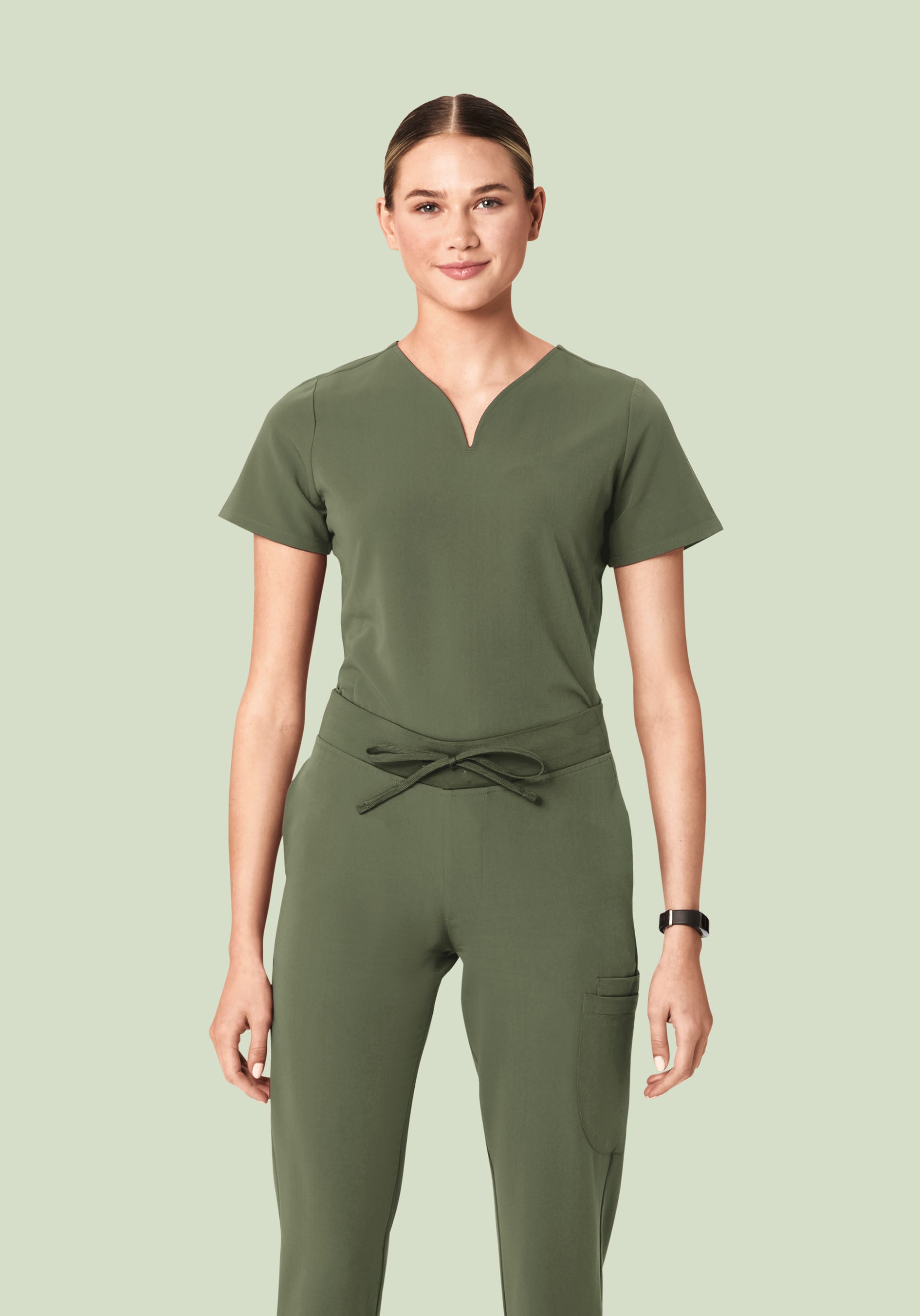 Curved V-Neck Top Thyme