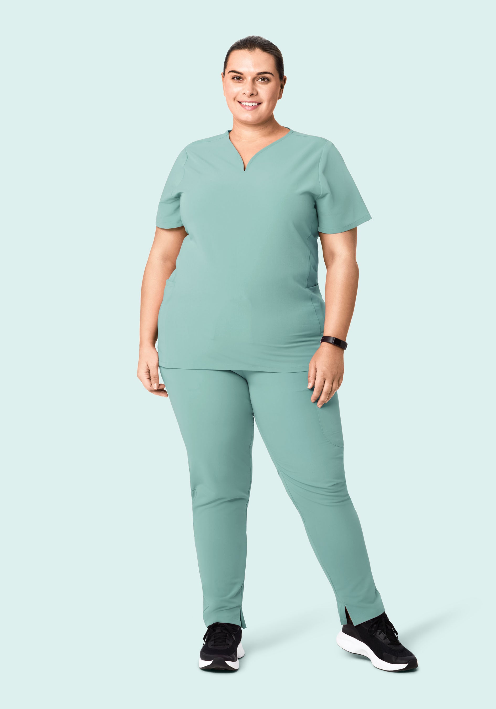 Curved V-Neck Top Tourmaline