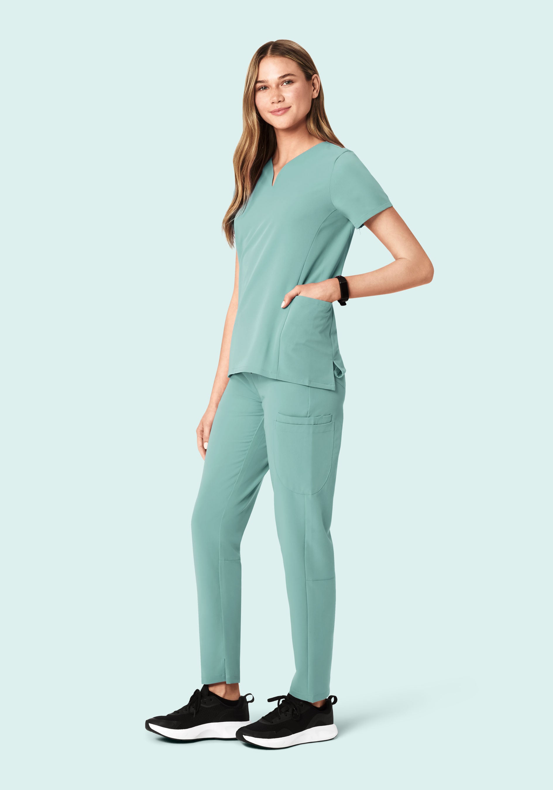 Curved V-Neck Top Tourmaline