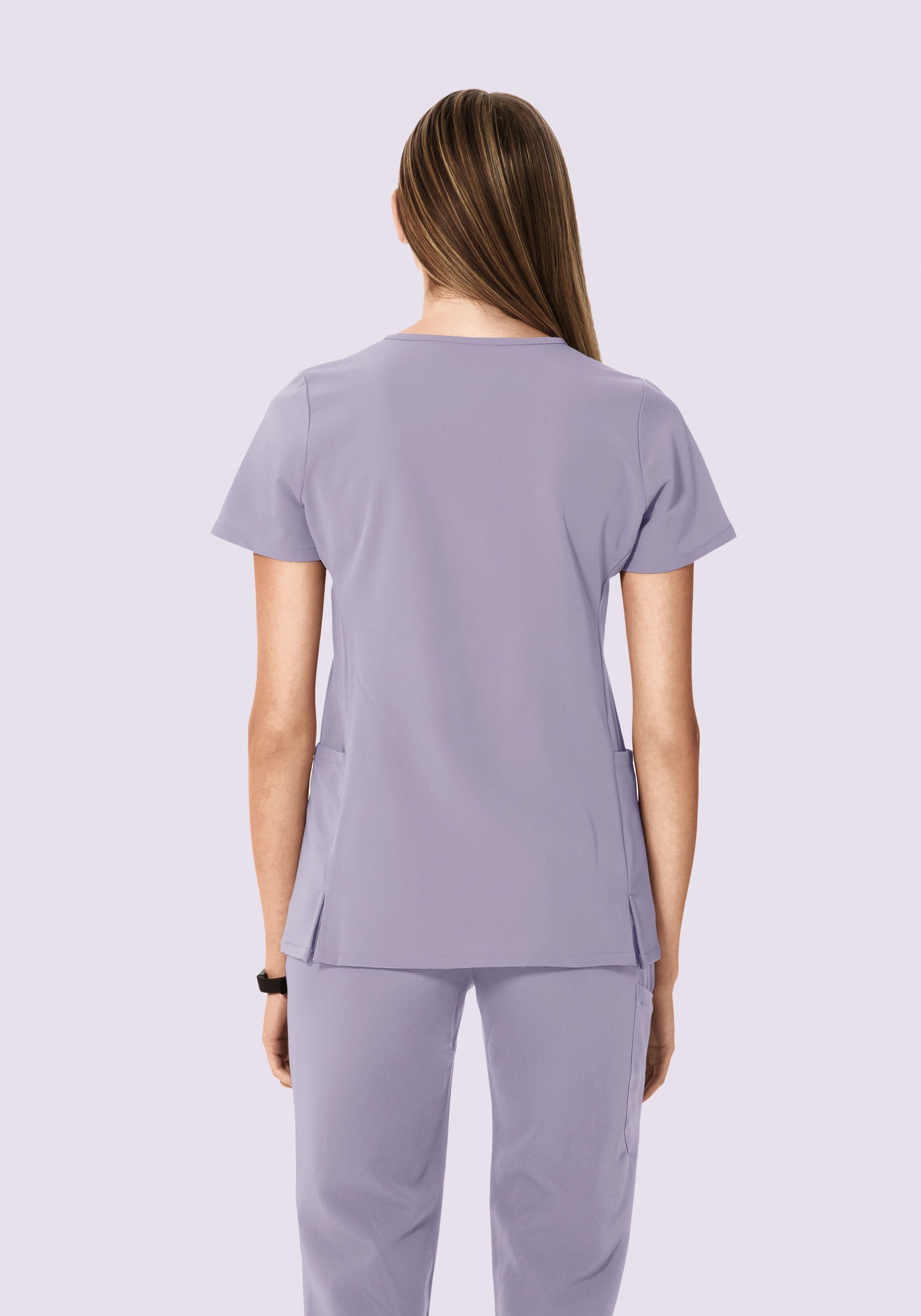 Curved V-Neck Top Ube