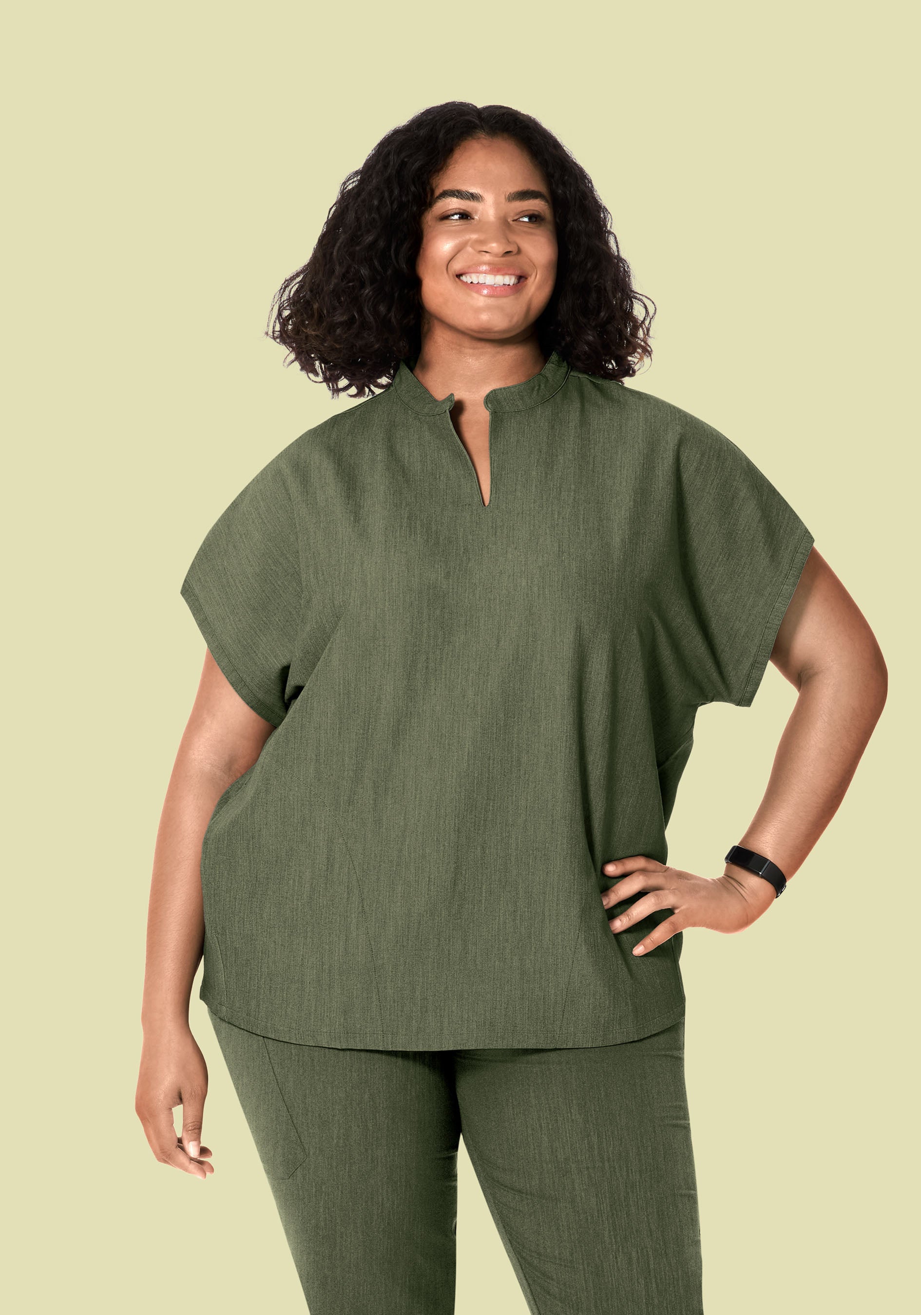 Mandarin Dolman Top Heather Olive