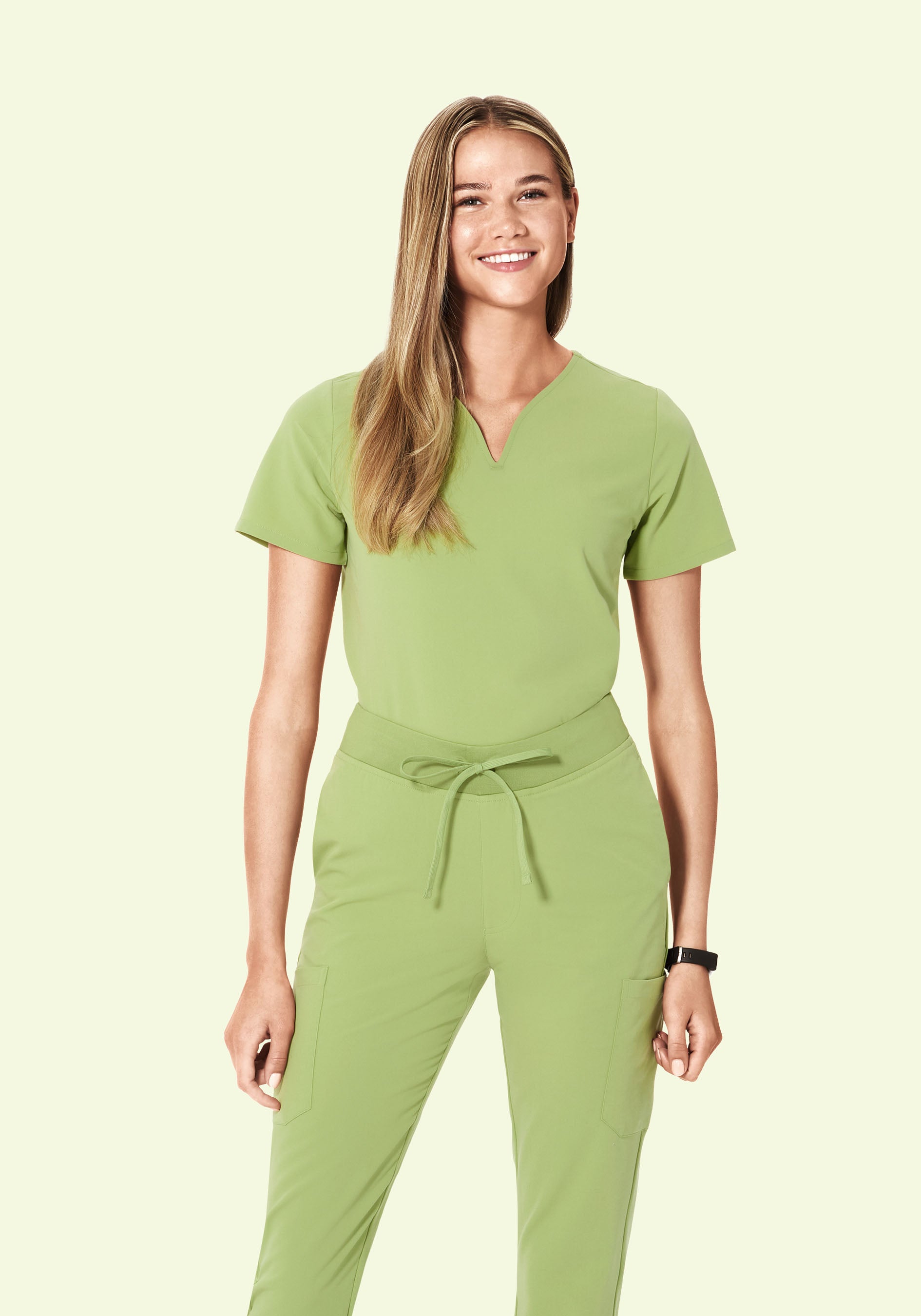 Curved V-Neck Top Fern