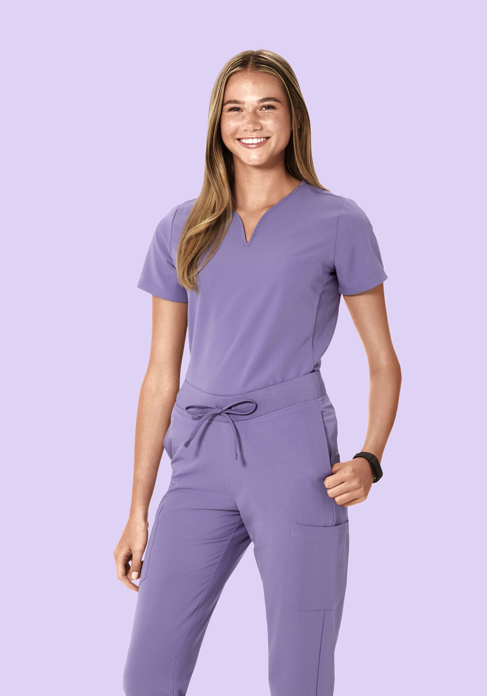 Curved V-Neck Top Hyacinth