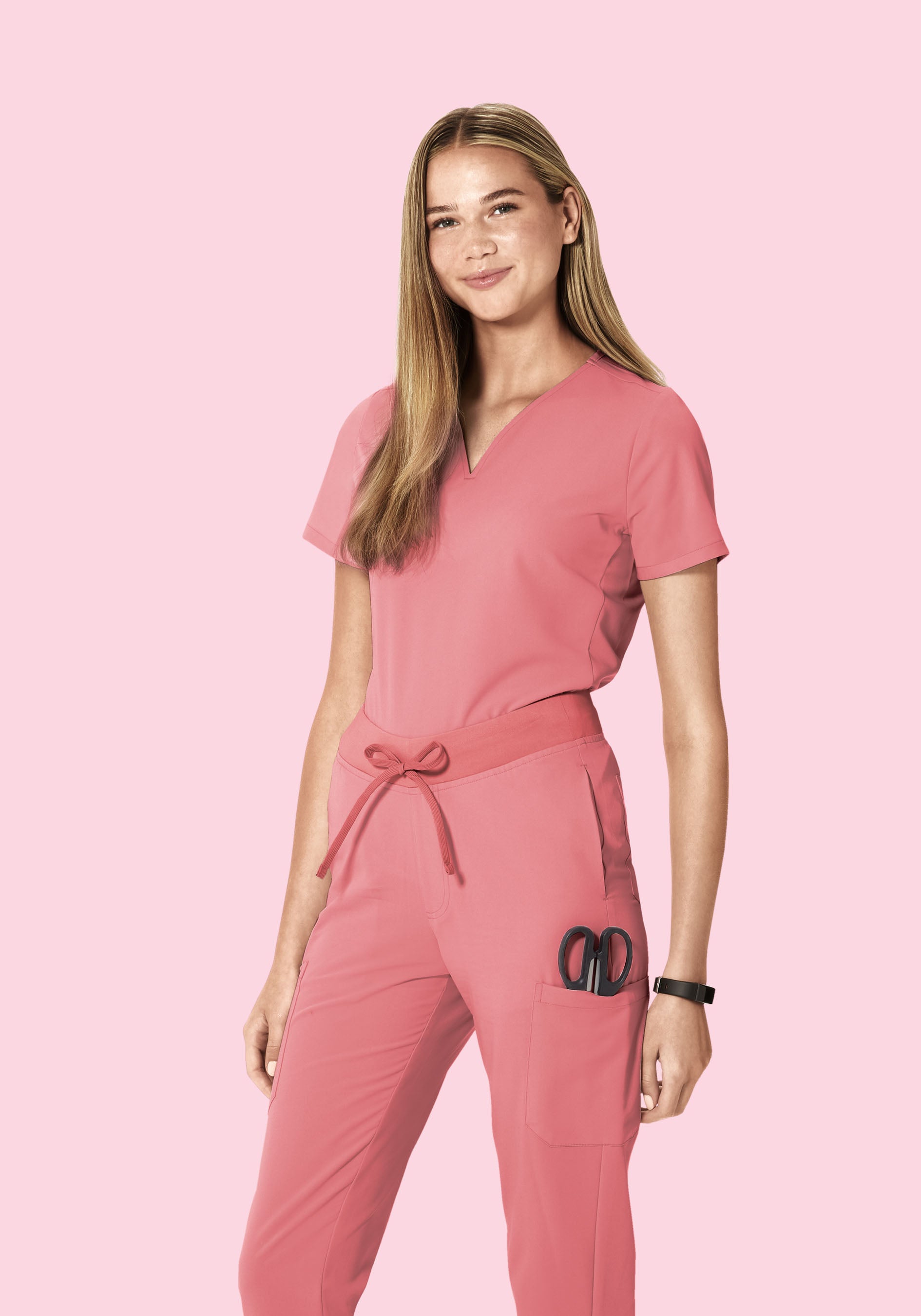 Curved V-Neck Top Peony