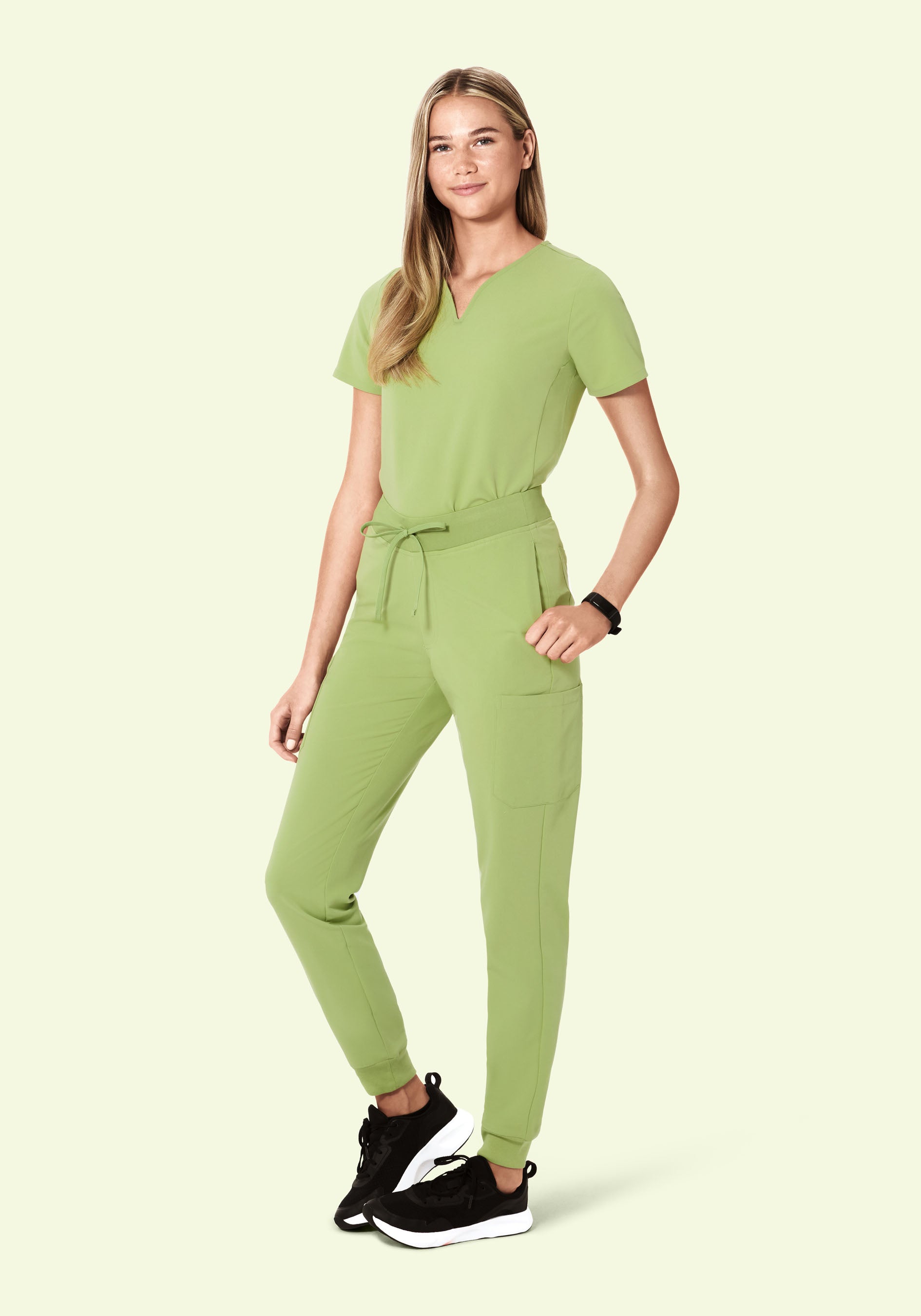 Curved V-Neck Top Fern