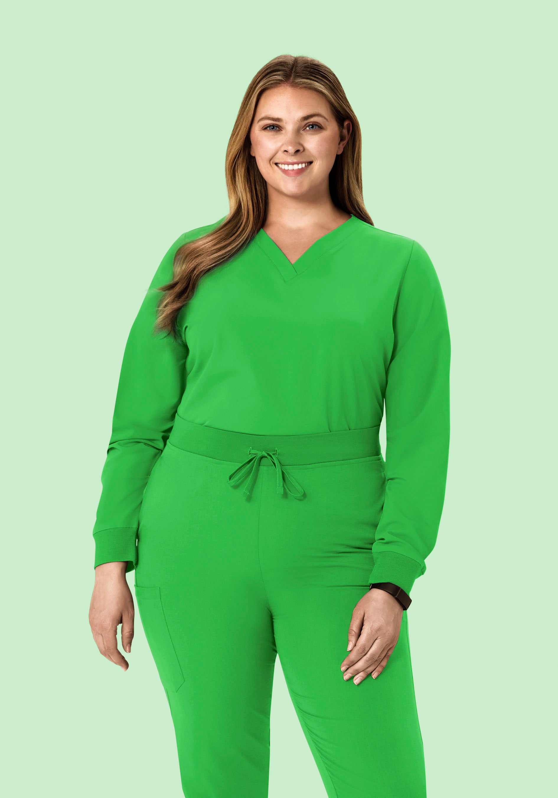 Long Sleeve 6 Pocket Top Kelly Green