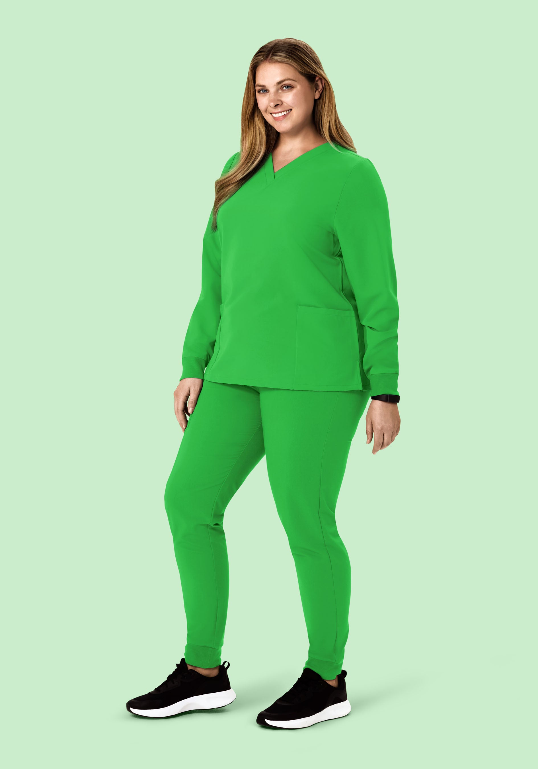 Long Sleeve 6 Pocket Top Kelly Green
