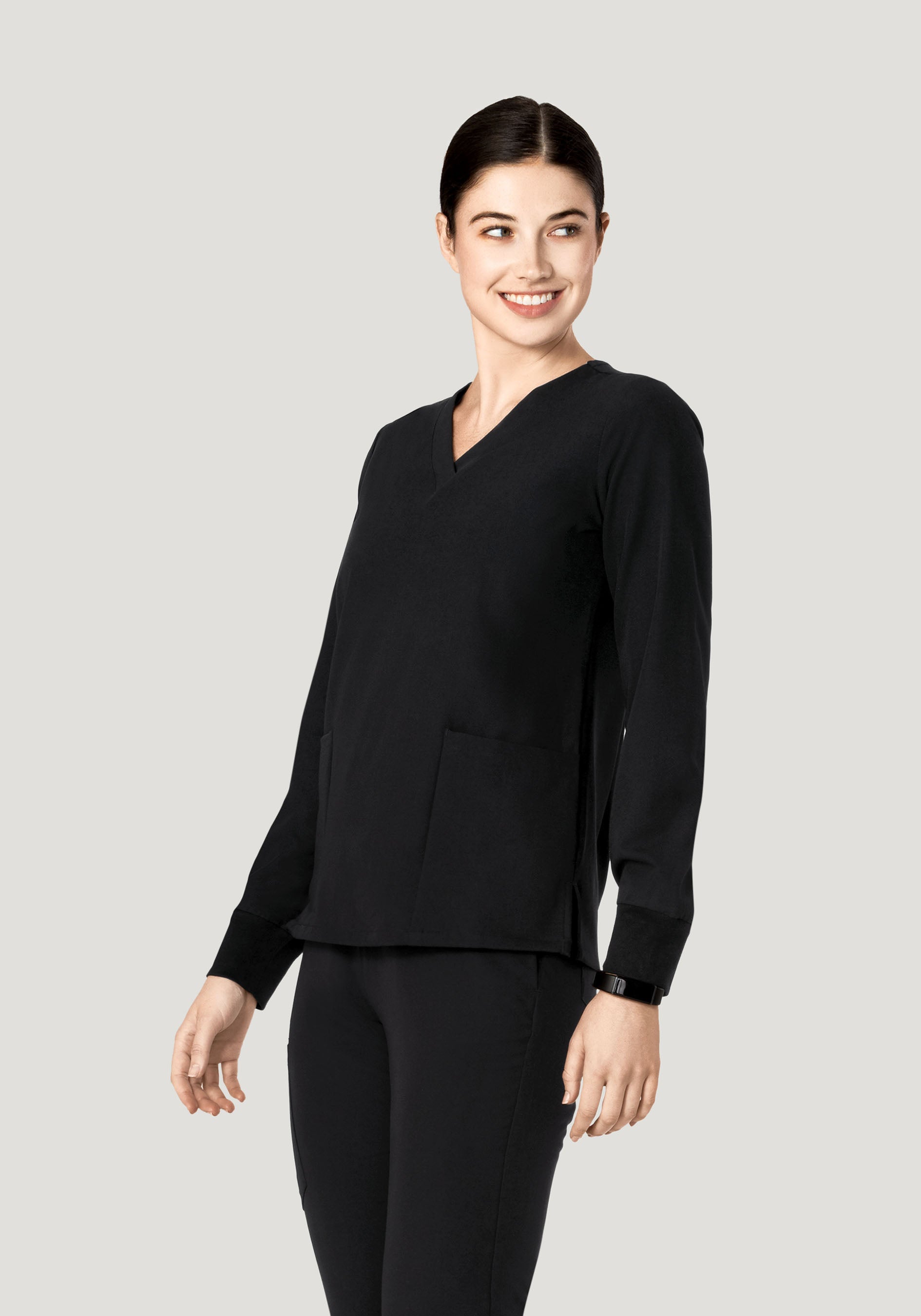 Long Sleeve 6 Pocket Top Black