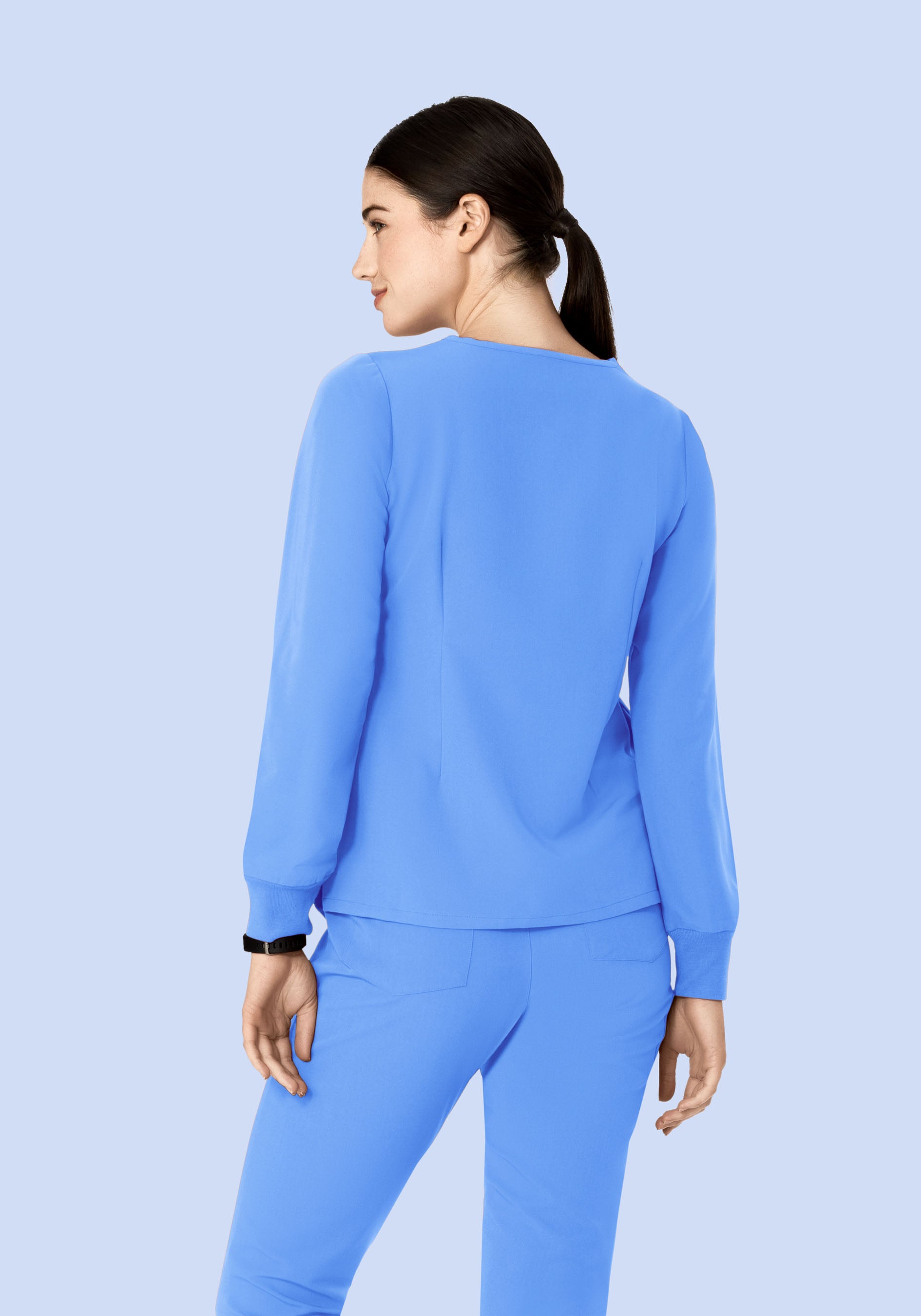Long Sleeve 6 Pocket Top Ceil Blue