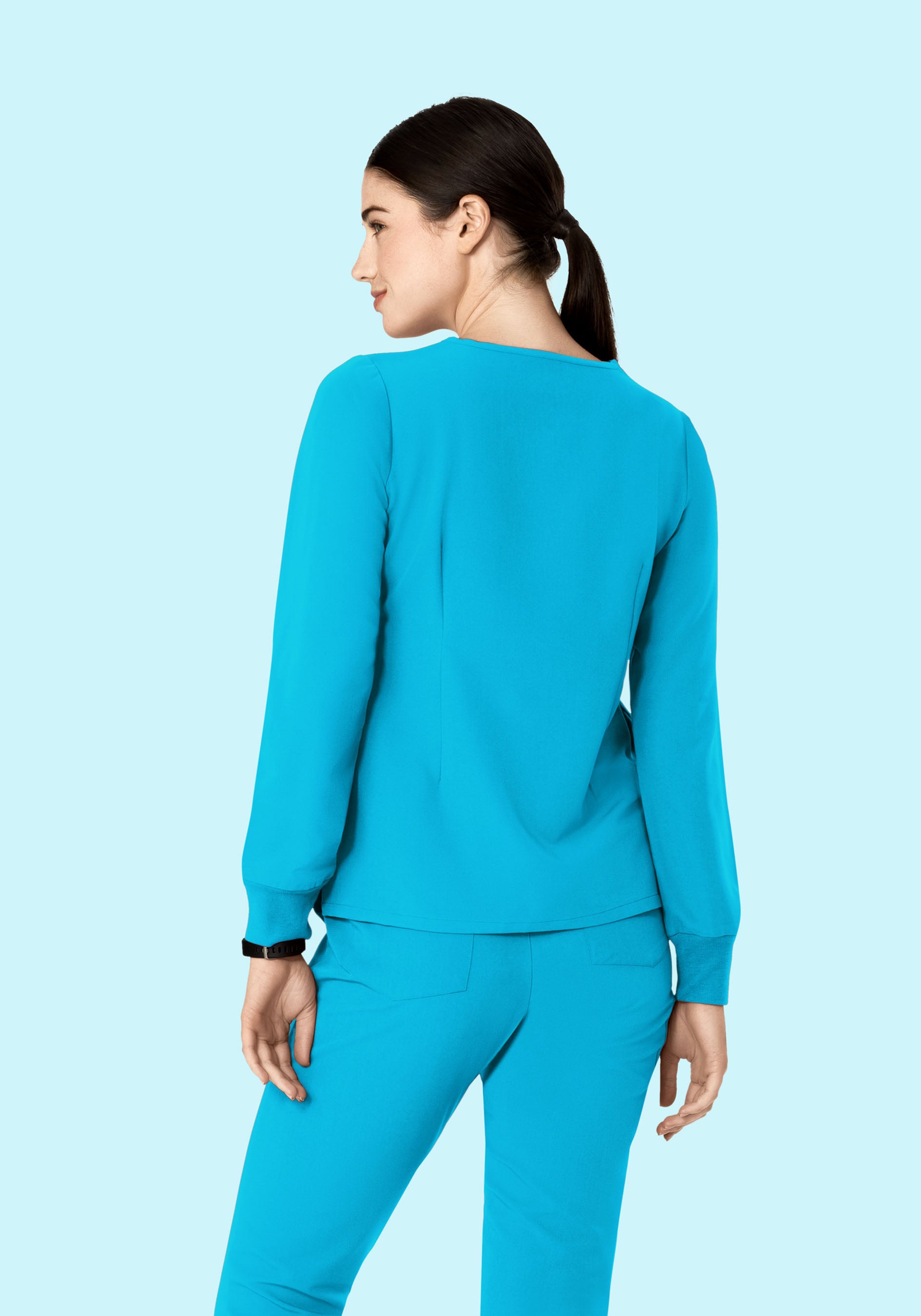 Long Sleeve 6 Pocket Top Pacific Blue