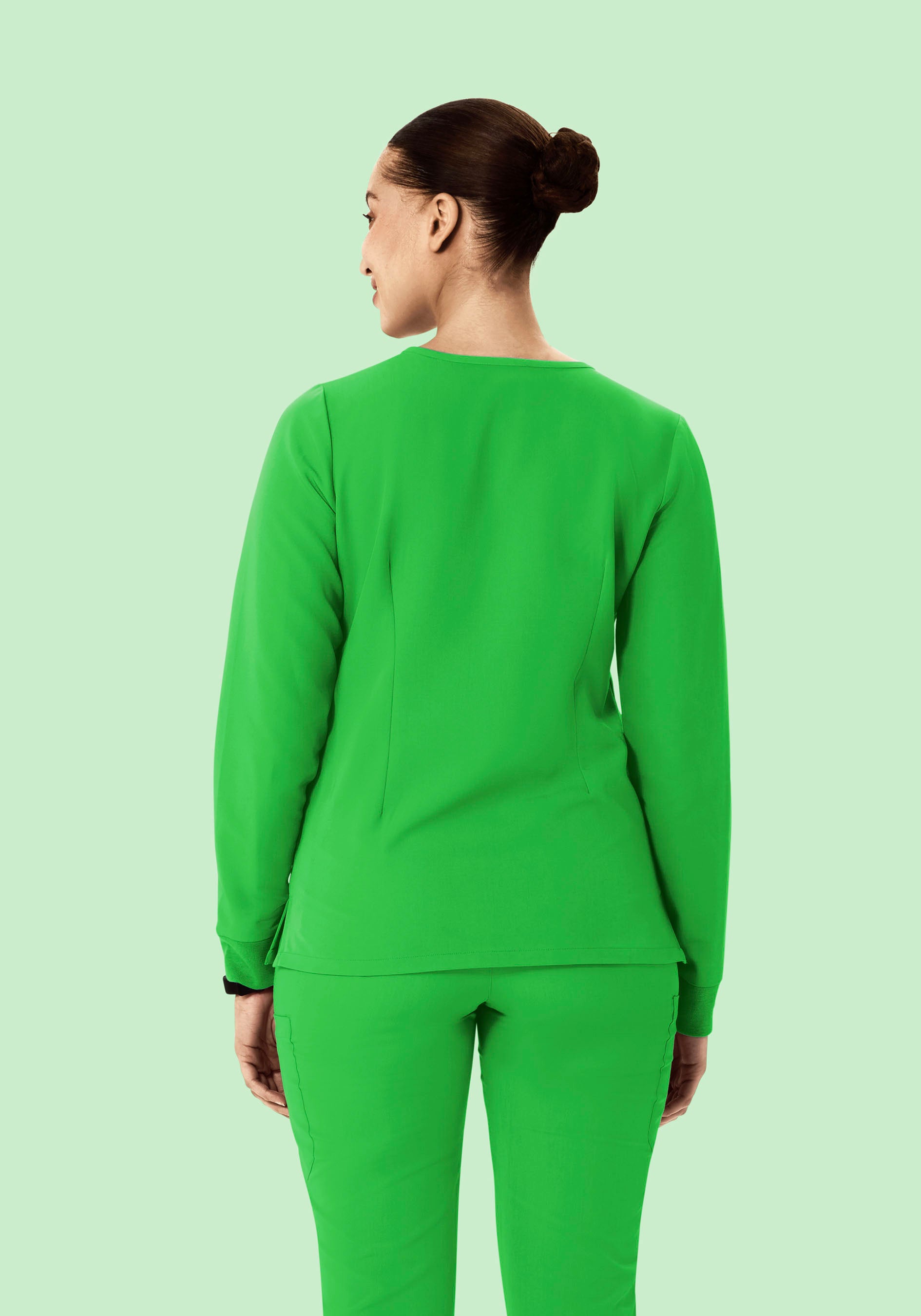 Long Sleeve Notch Neck Top Kelly Green