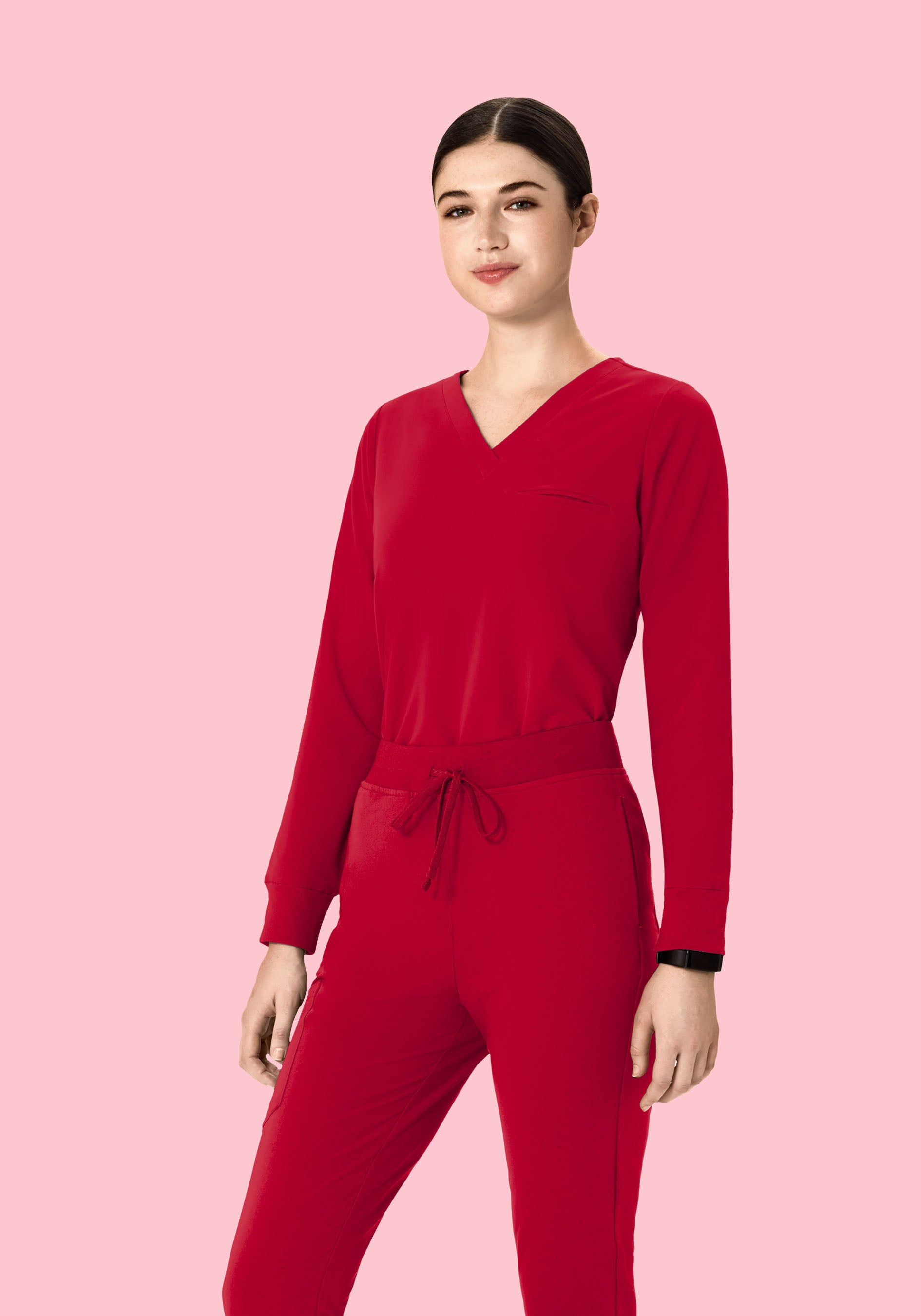 Long Sleeve One Pocket Top Crimson