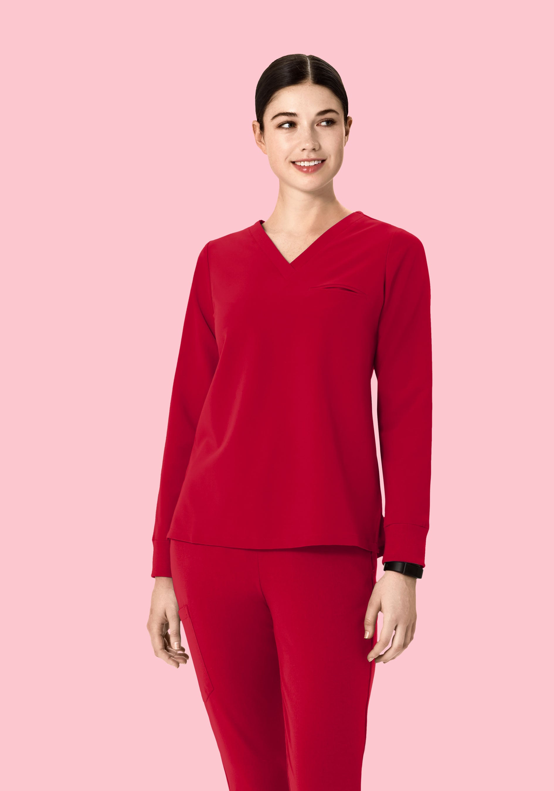 Long Sleeve One Pocket Top Crimson